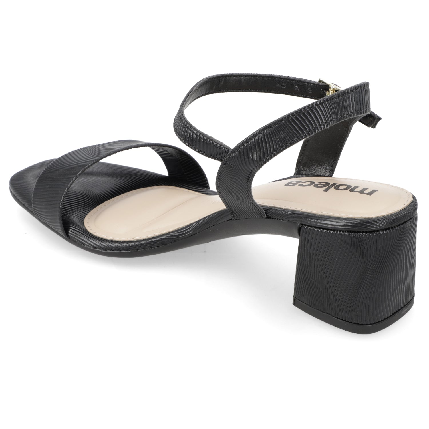 Sandalia Taco Ancho Medio Negro Moleca Ecocuero 35 / Negro