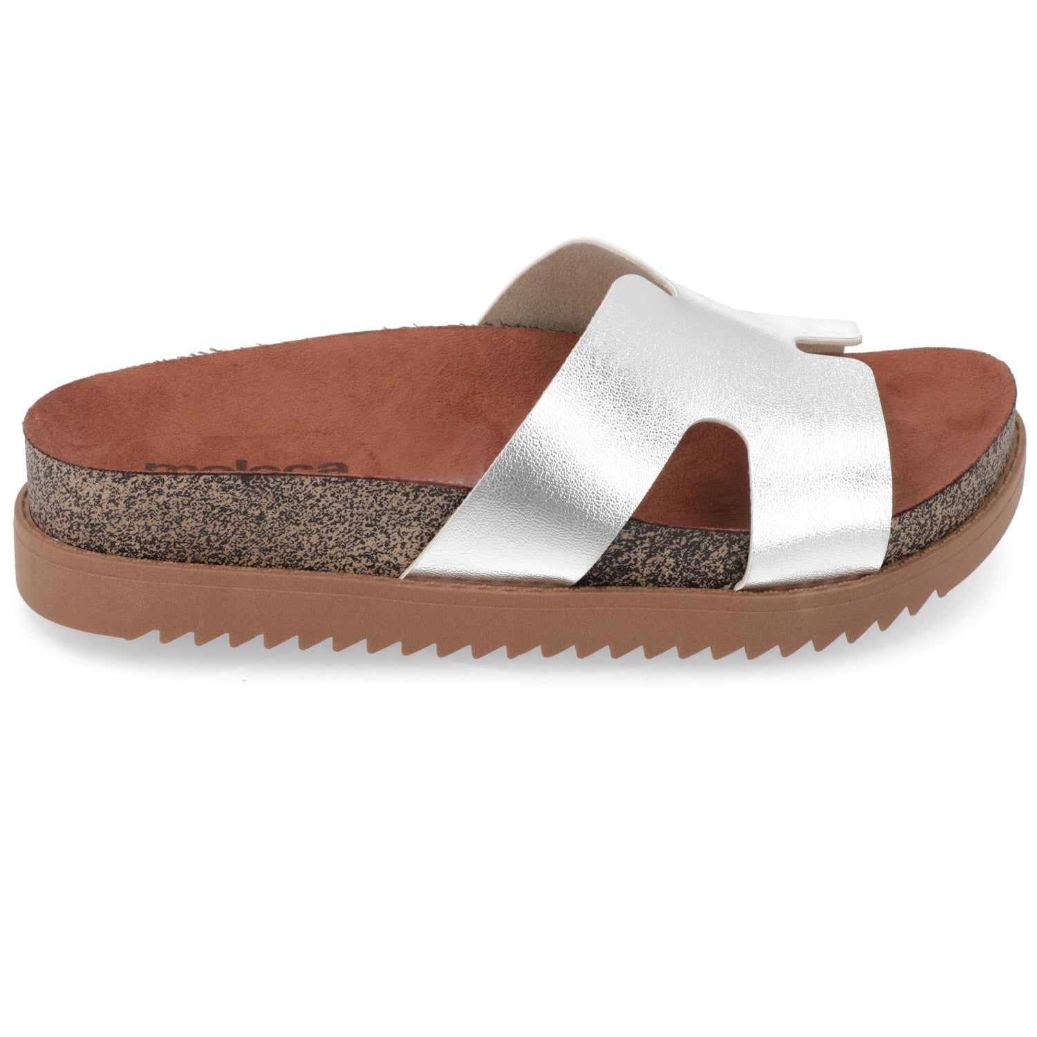 Sandalia Plateado Moleca Ecocuero Metalizado 35 / Plateado