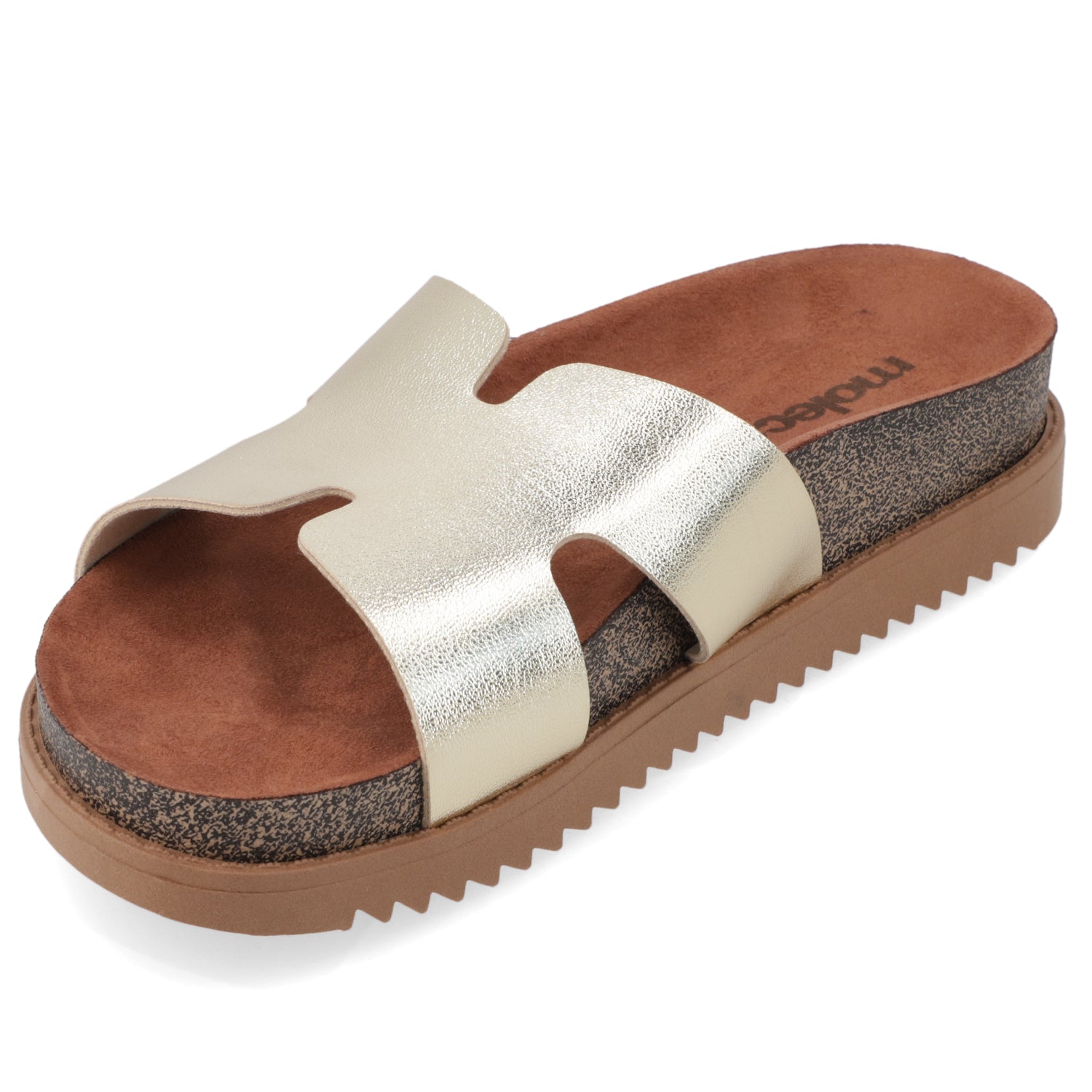 Sandalia Dorado Moleca Ecocuero Metalizado 34 / Dorado