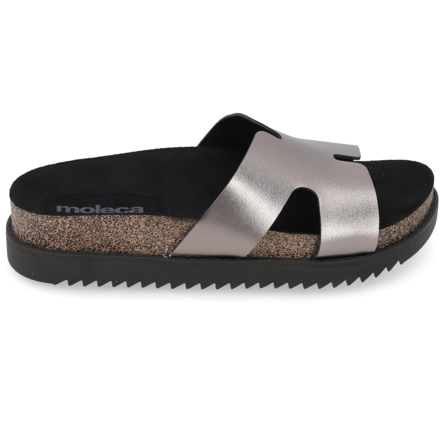Sandalia Grafito Moleca Ecocuero Metalizado 34 / Grafito