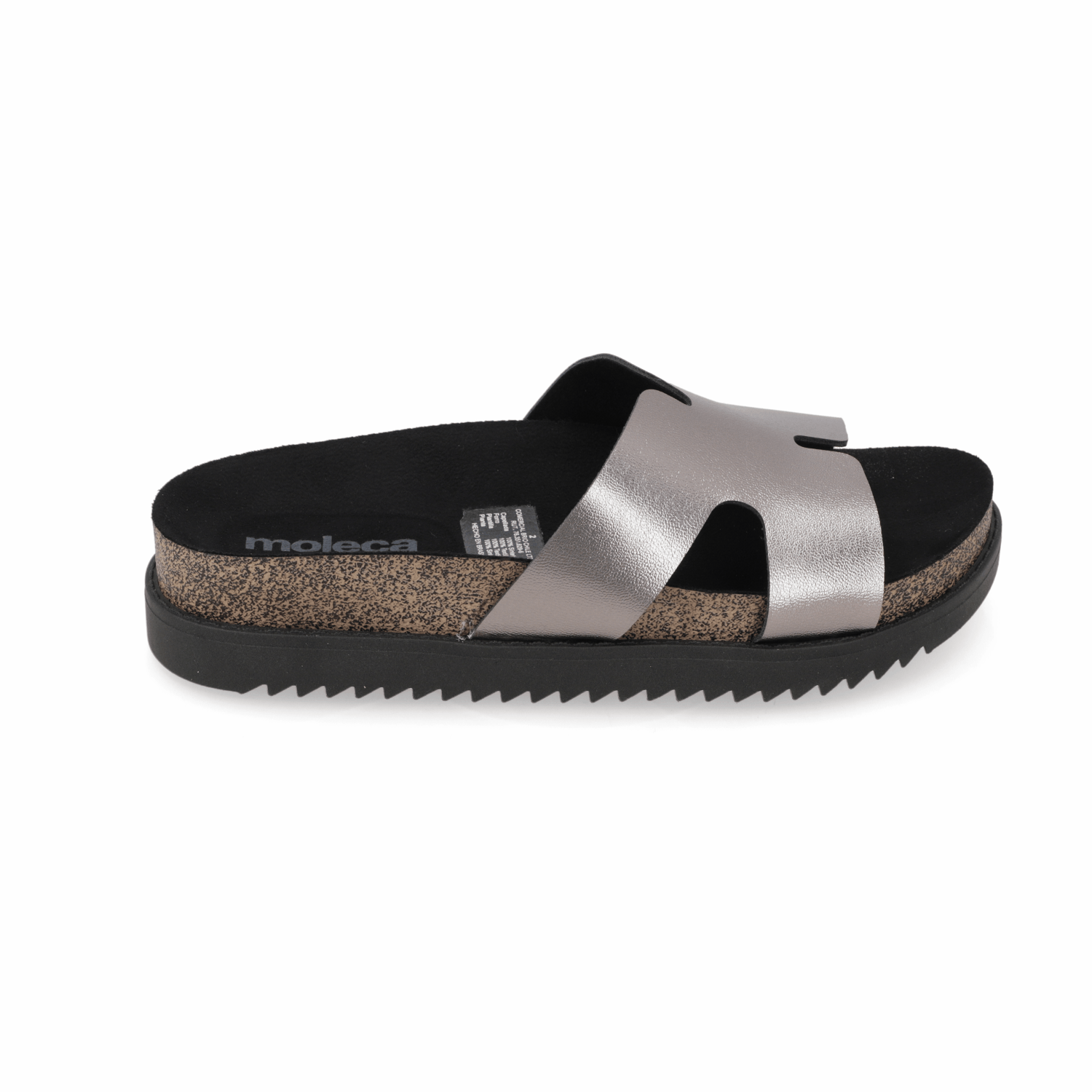 Sandalia Grafito Moleca Ecocuero Metalizado 34 / Grafito