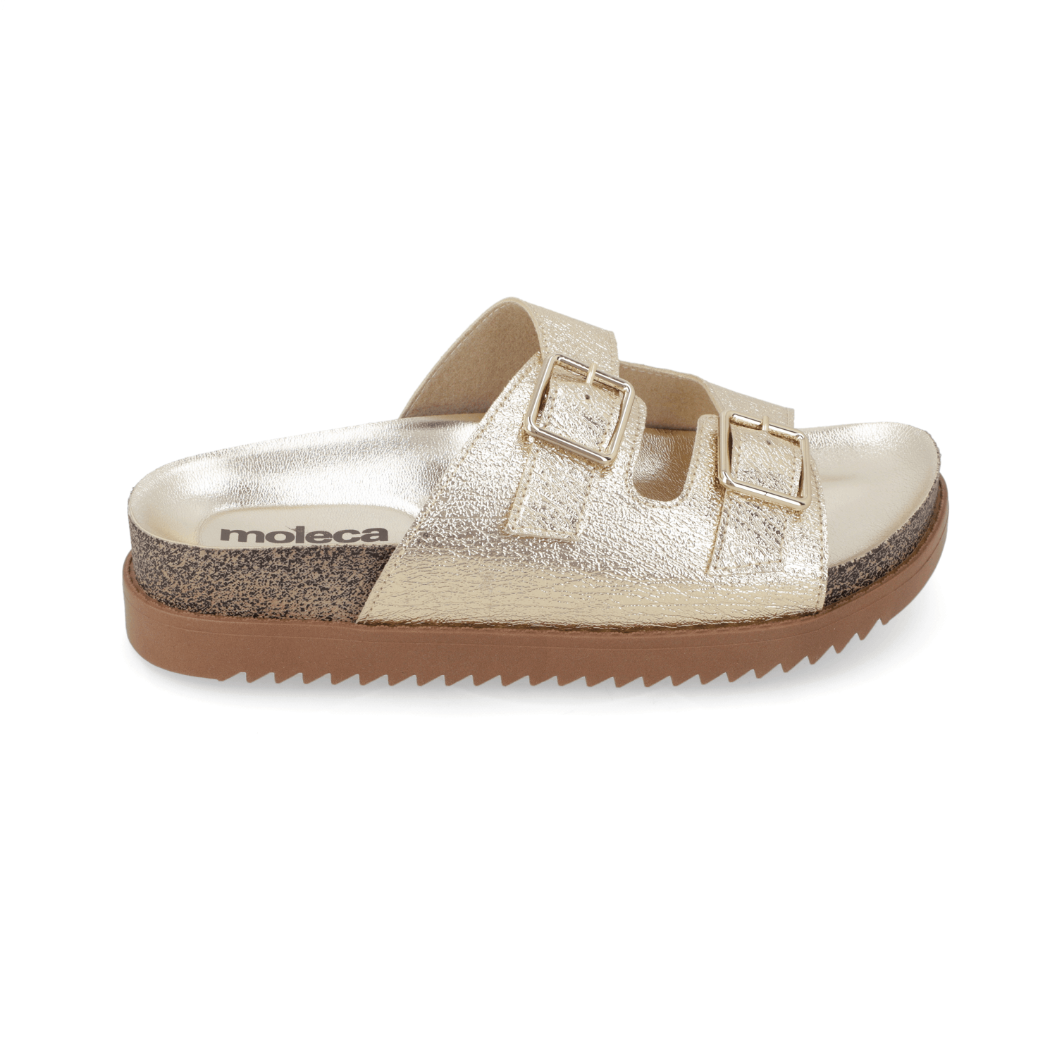 Sandalia Dorado Moleca Ecocuero Metalizado 35 / Dorado