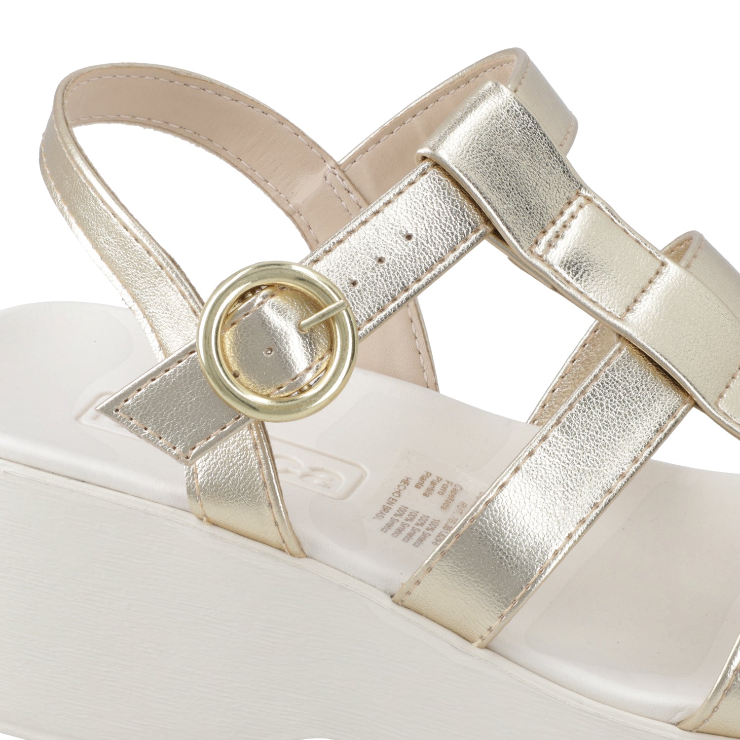 Sandalia Plana Blanca Dorado