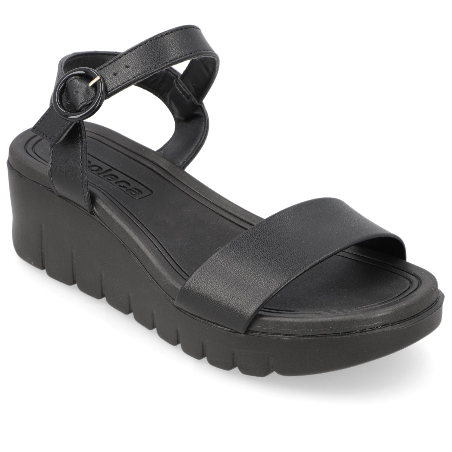 Sandalia Taco Cuña Negro Moleca Ecocuero 35 / Negro