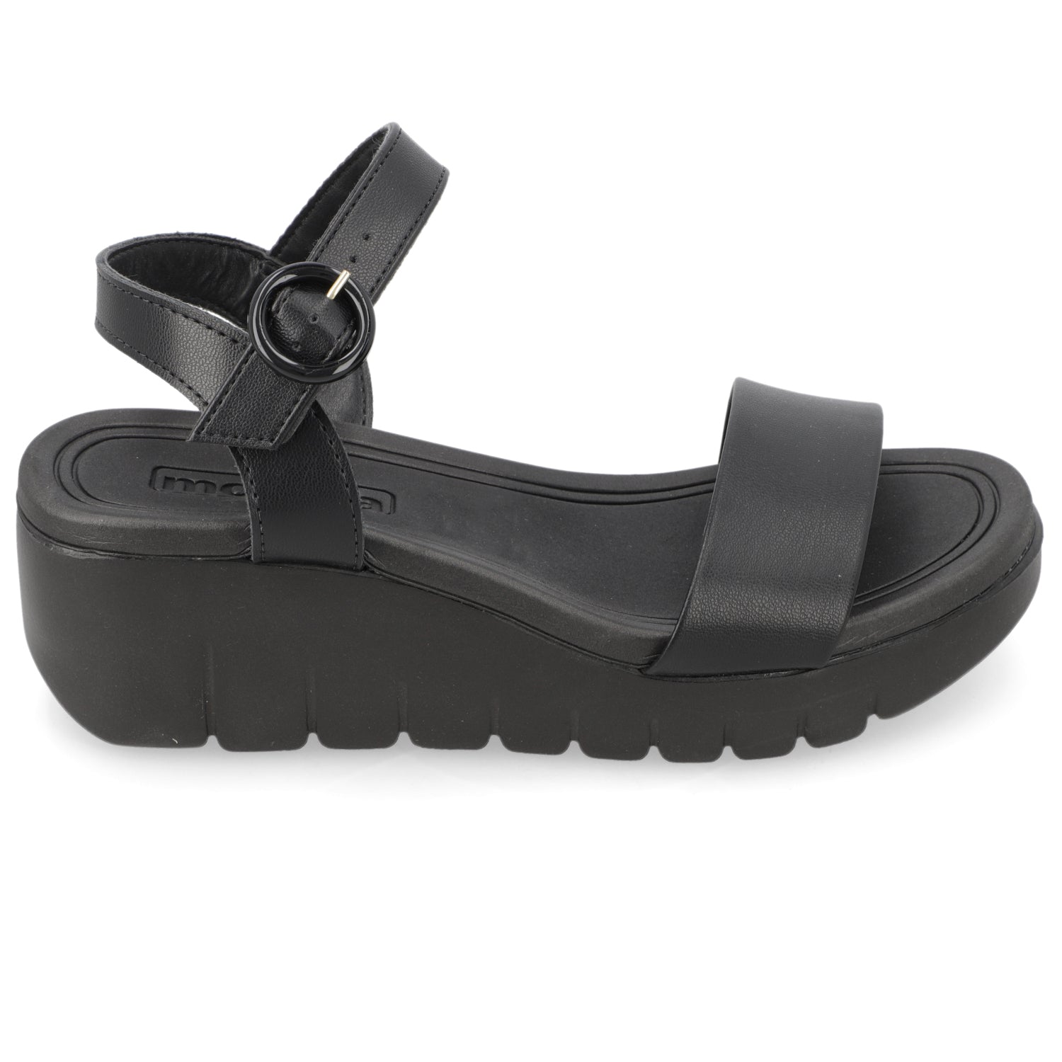Sandalia Taco Cuña Negro Moleca Ecocuero 35 / Negro