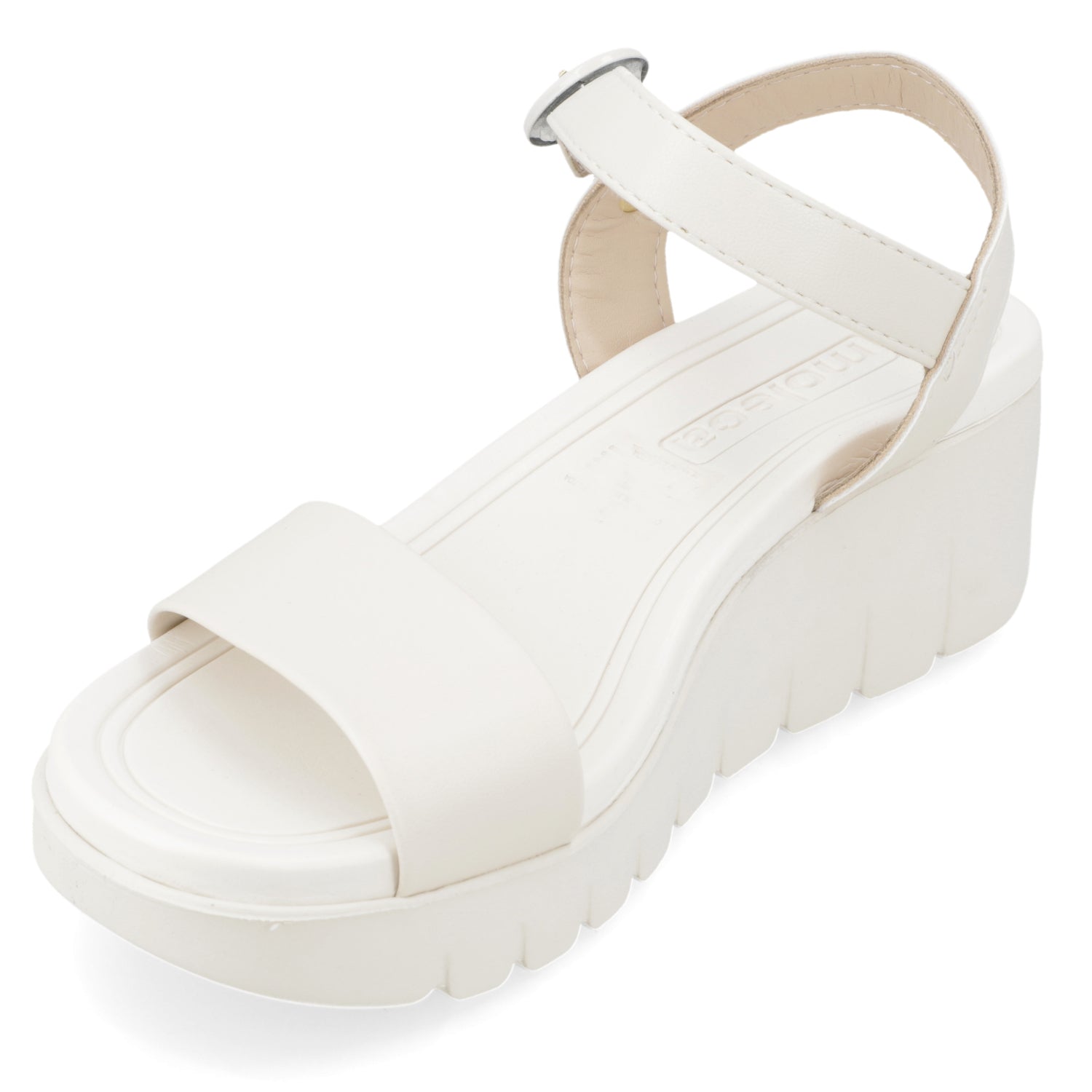 Sandalia Taco Cuña Blanco OFF Moleca Ecocuero 35 / Blanco OFF