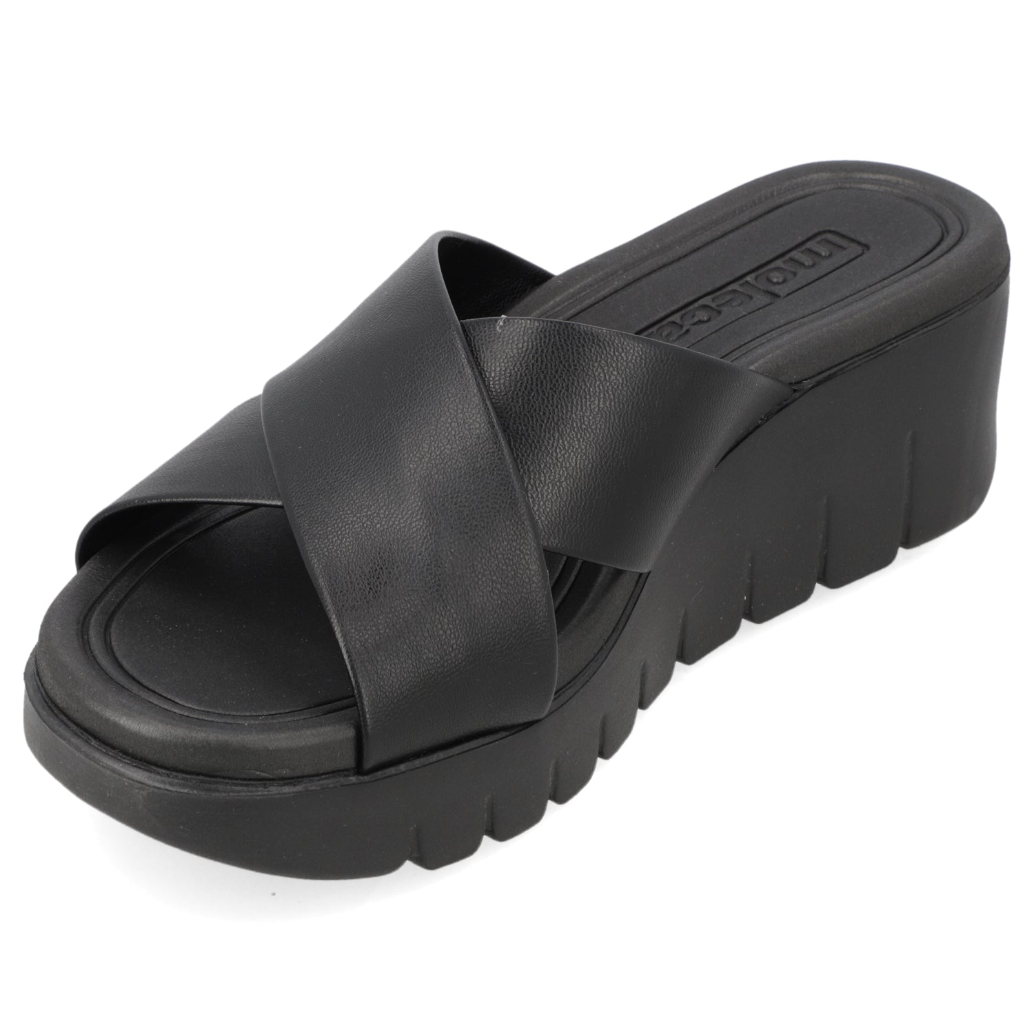 Sandalia Taco Cuña Negro Moleca Ecocuero 35 / Negro