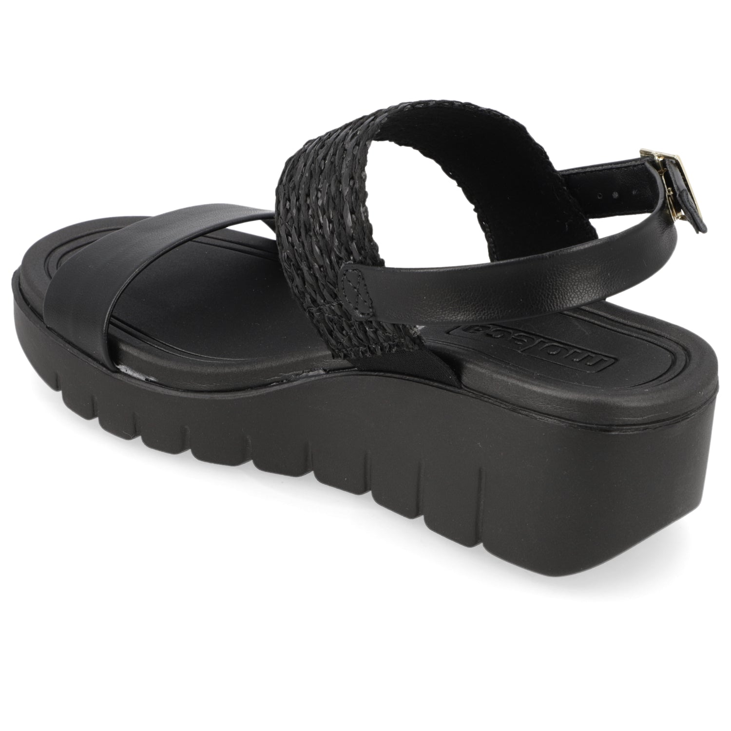 Sandalia Taco Cuña Negro Moleca Ecocuero 35 / Negro