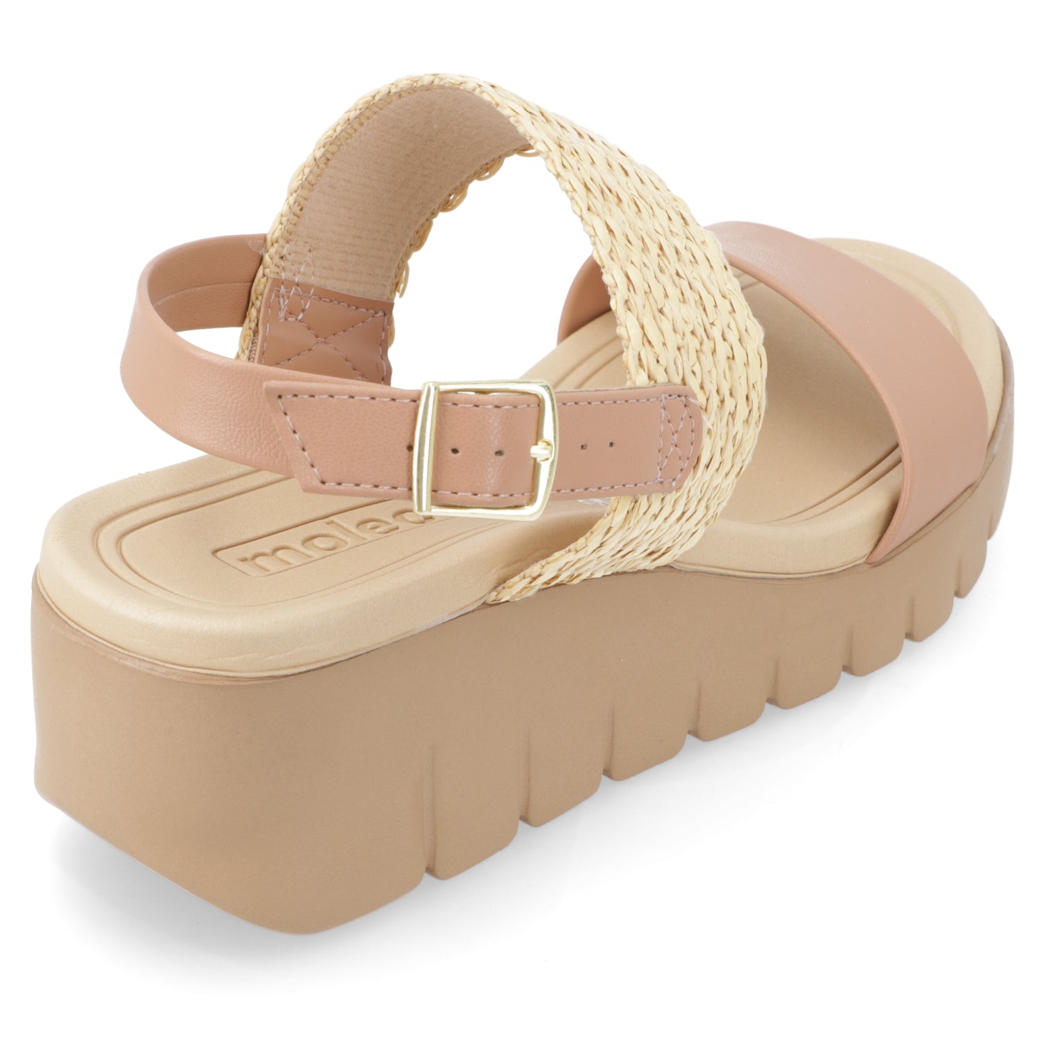 Sandalia Taco Cuña Nude Moleca Ecocuero 35 / Nude