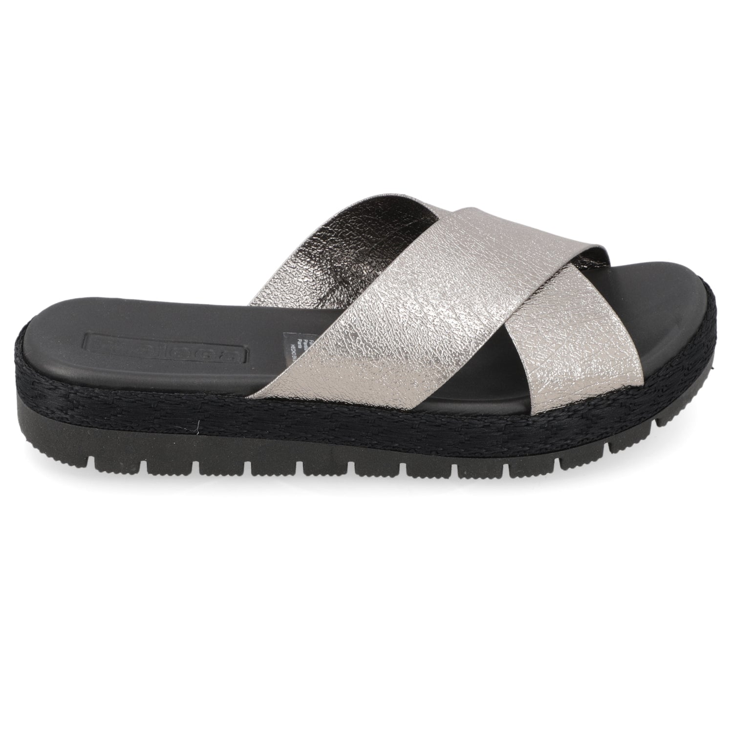 Sandalia Negro Moleca Ecocuero Metalizado 35 / Negro