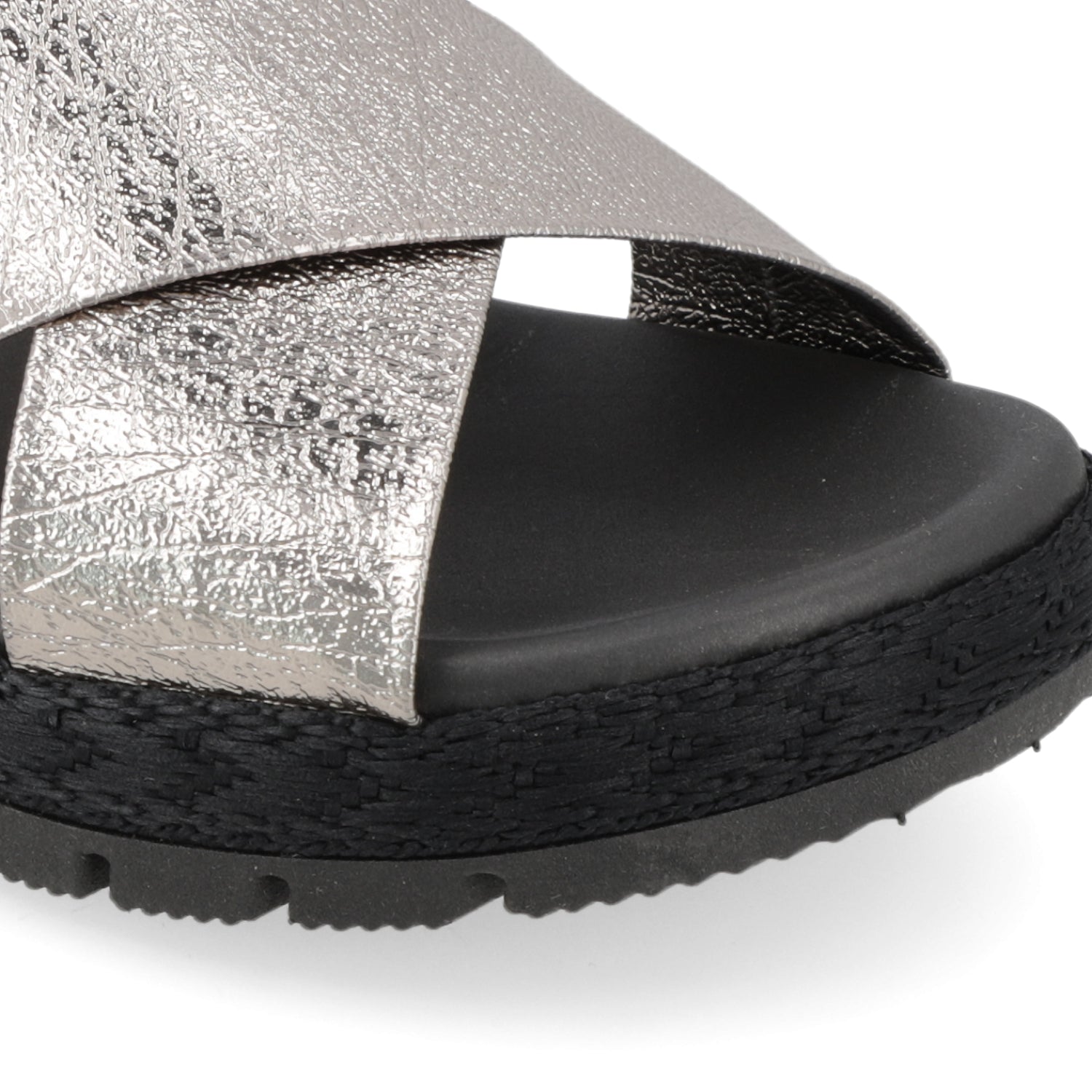 Sandalia Negro Moleca Ecocuero Metalizado 35 / Negro