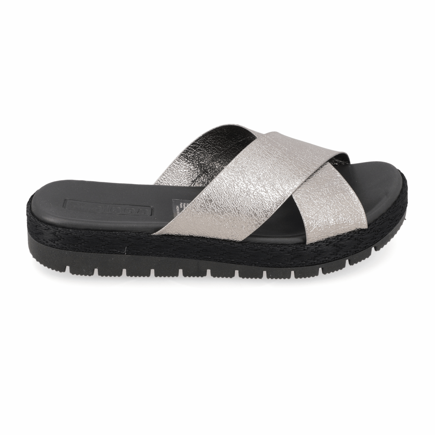 Sandalia Negro Moleca Ecocuero Metalizado 35 / Negro