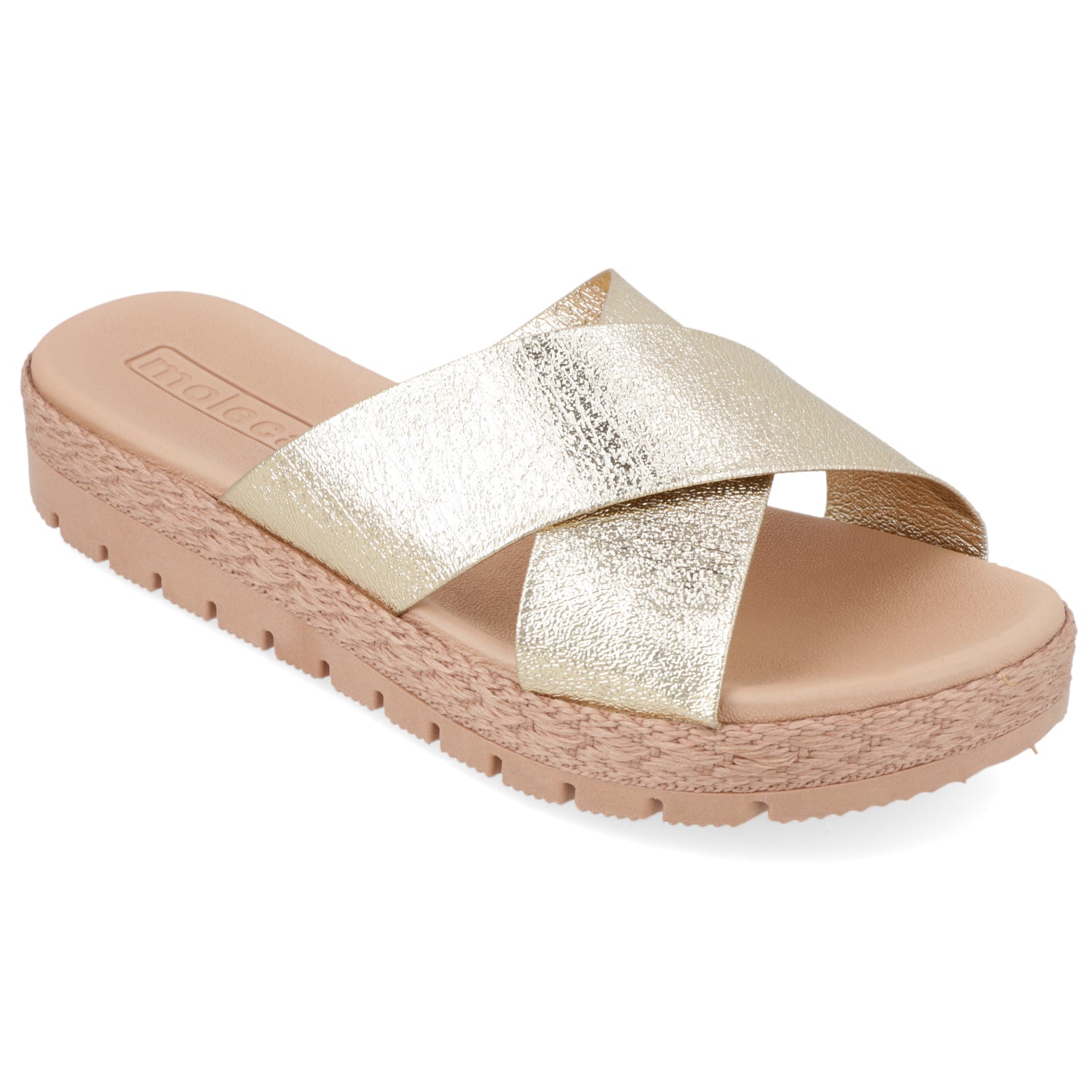 Sandalia Dorado Moleca Ecocuero Metalizado 35 / Dorado