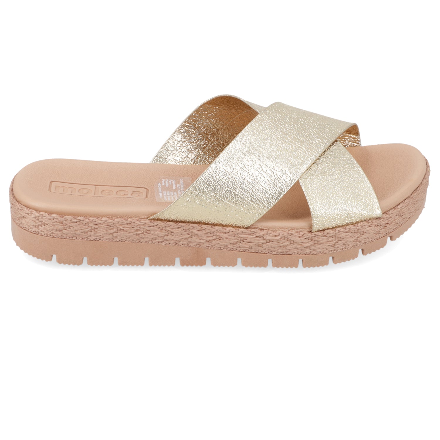 Sandalia Dorado Moleca Ecocuero Metalizado 35 / Dorado