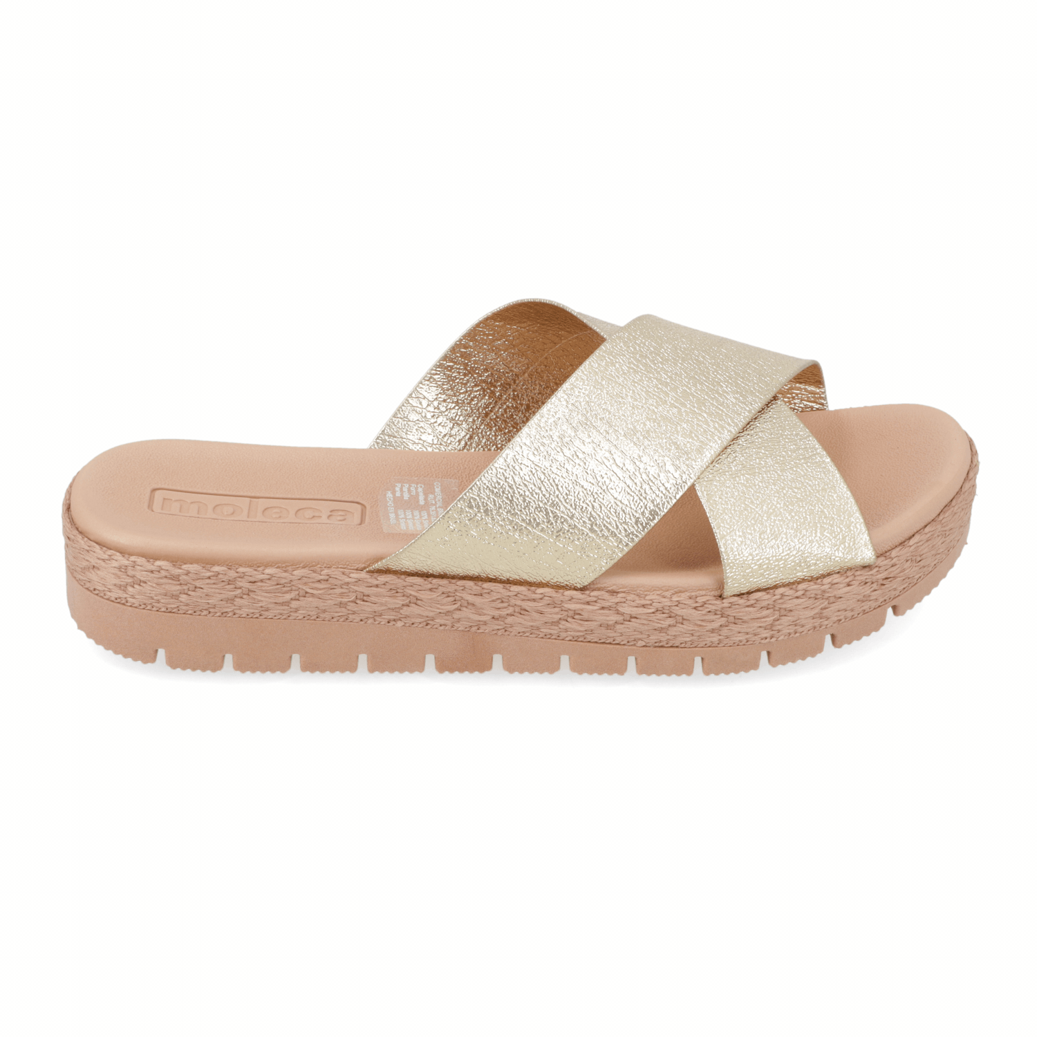 Sandalia Dorado Moleca Ecocuero Metalizado 35 / Dorado