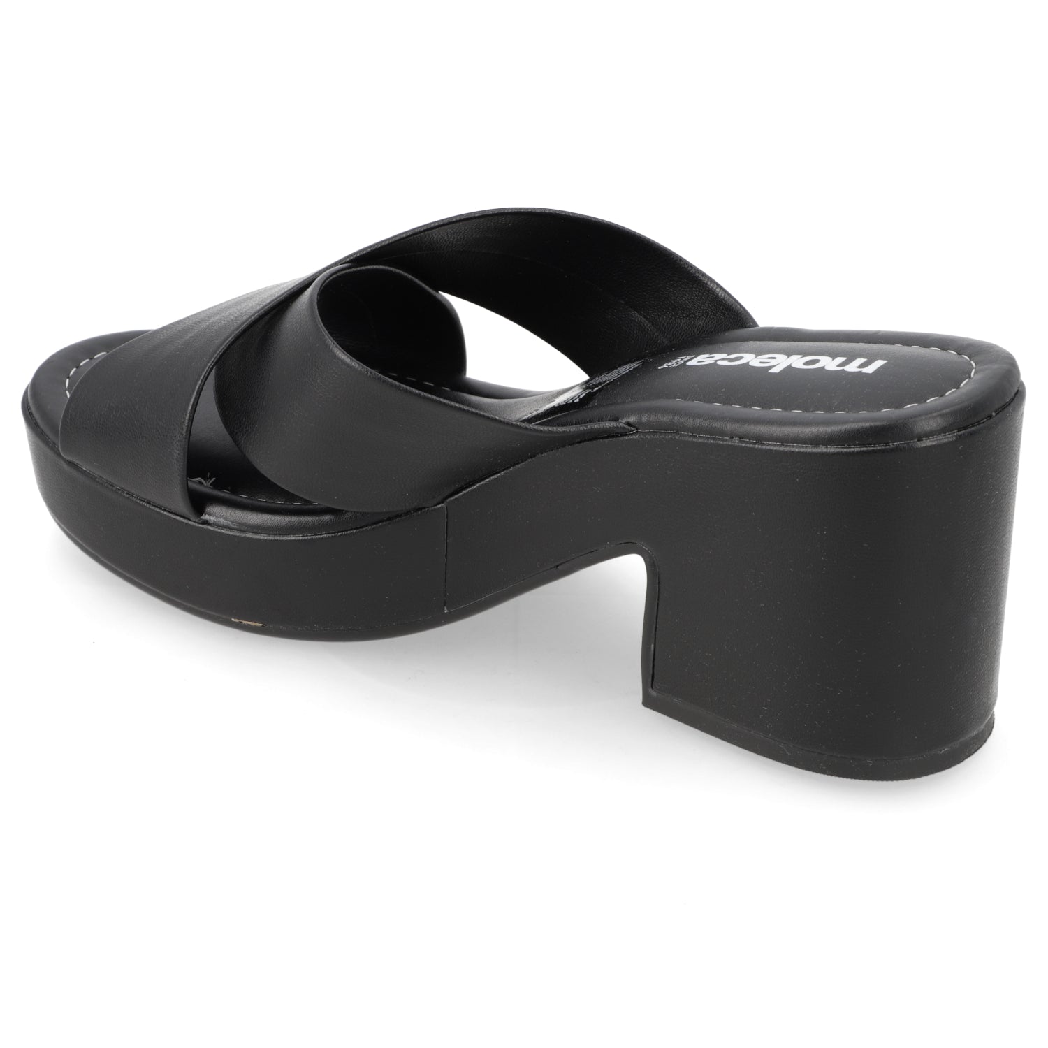 Sandalia Taco Ancho Medio Negro Moleca Ecocuero 34 / Negro