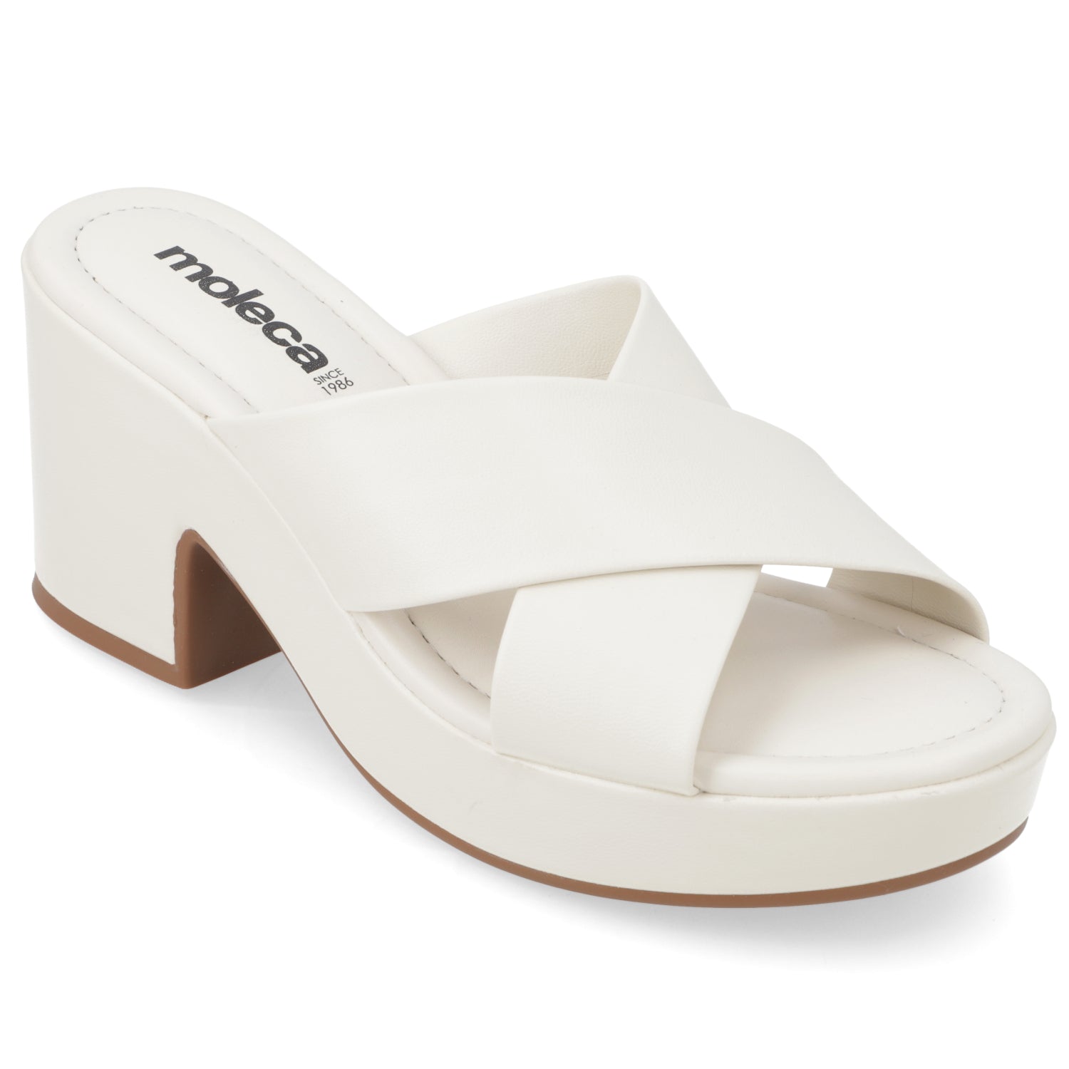 Sandalia Taco Ancho Medio Blanco OFF Moleca Ecocuero 34 / Blanco OFF