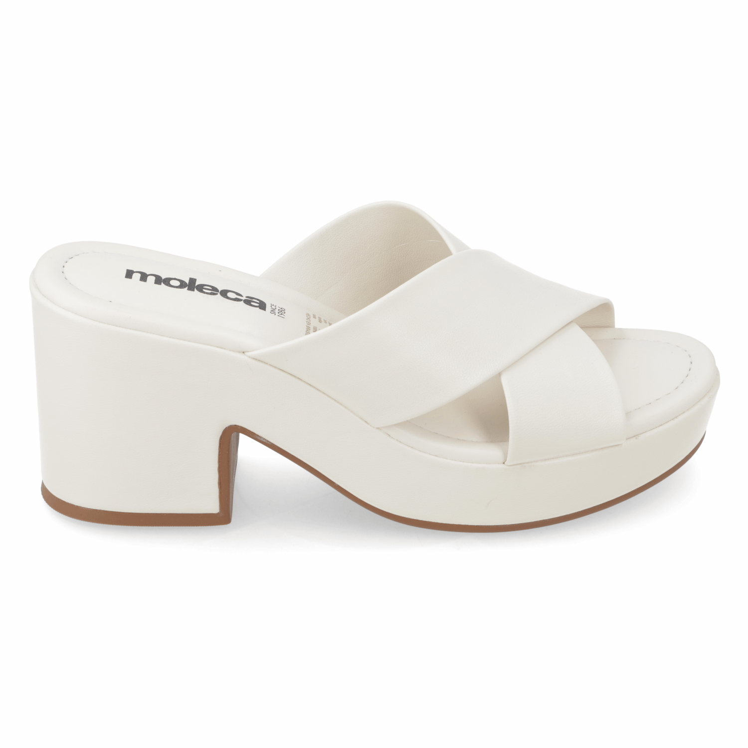 Sandalia Taco Ancho Medio Blanco OFF Moleca Ecocuero 34 / Blanco OFF
