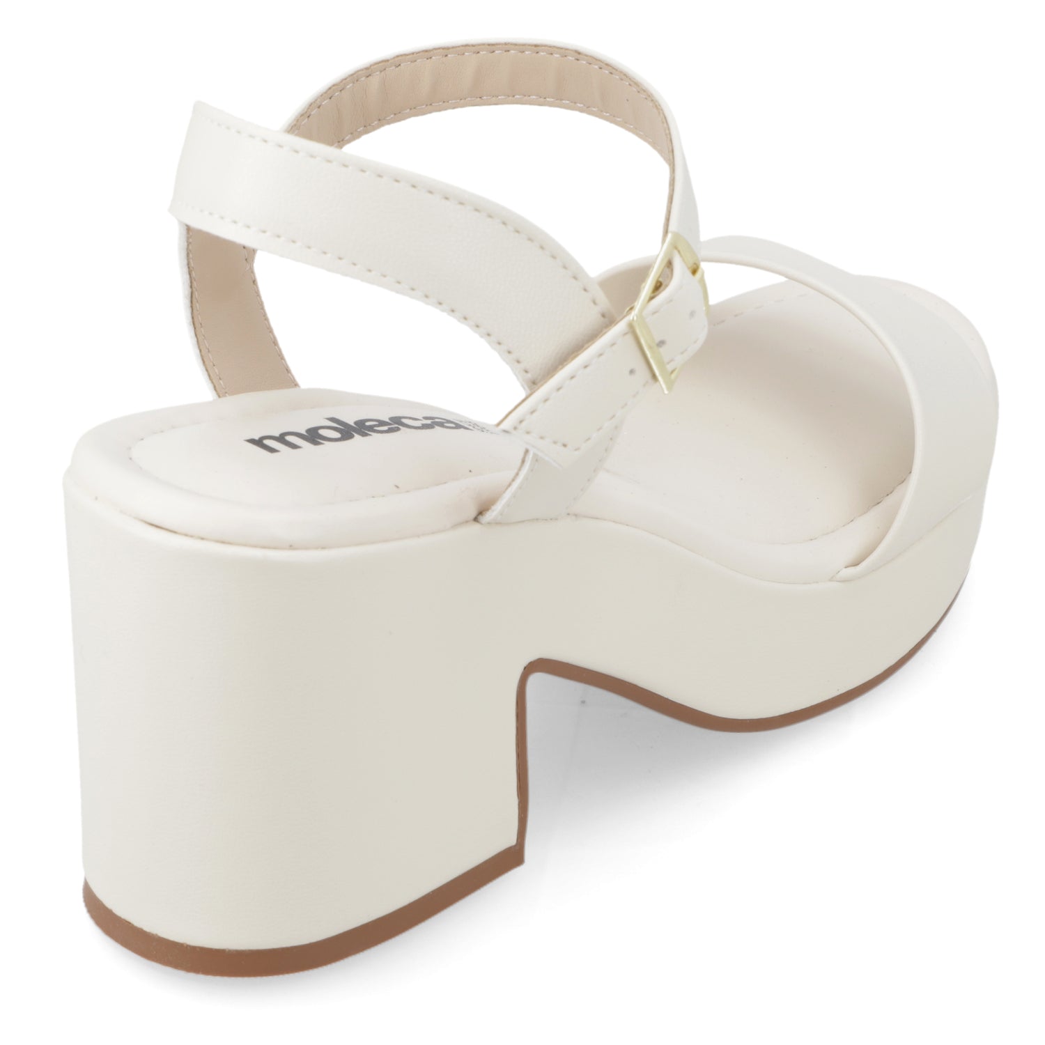 Sandalia Taco Ancho Medio Blanco OFF Moleca Ecocuero 34 / Blanco OFF