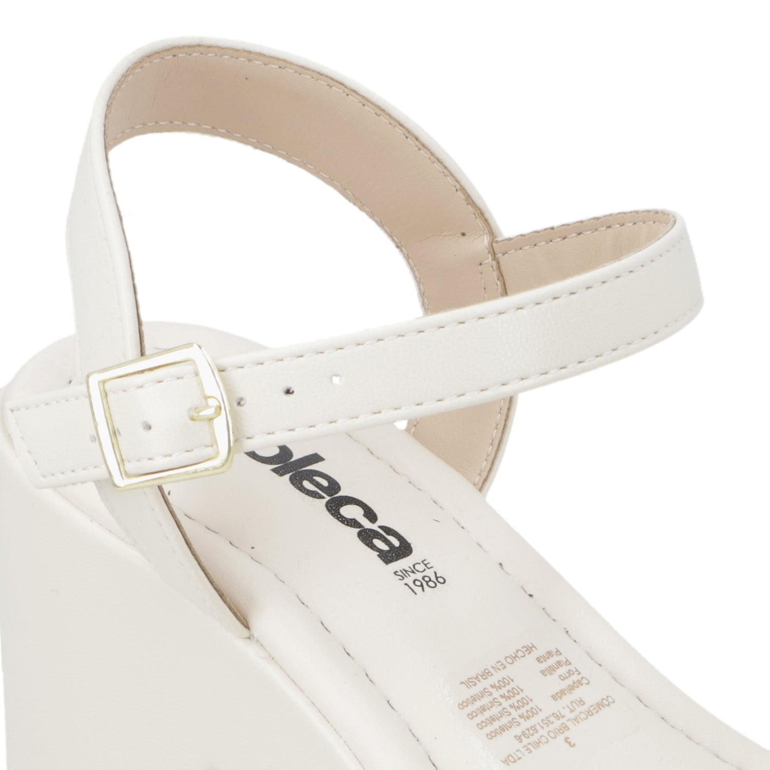 Sandalia Taco Ancho Medio Blanco OFF Moleca Ecocuero 34 / Blanco OFF
