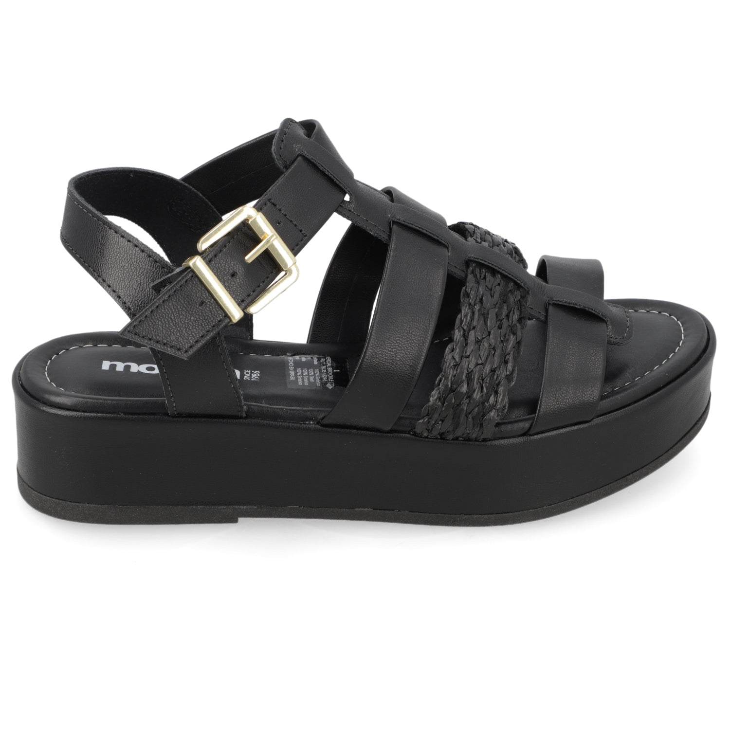 Sandalia Plataforma Negro Moleca Ecocuero 35 / Negro