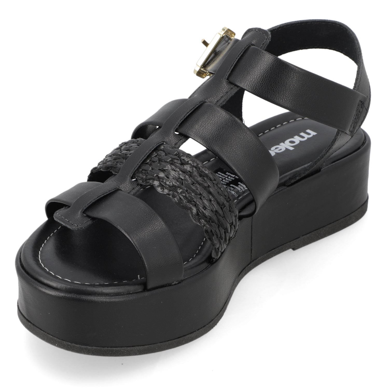 Sandalia Plataforma Negro Moleca Ecocuero 35 / Negro