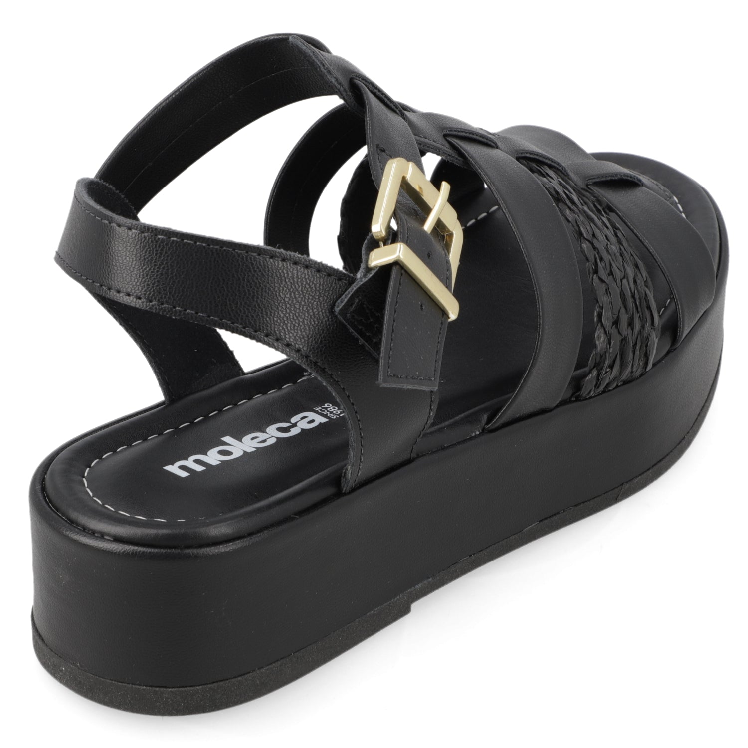 Sandalia Plataforma Negro Moleca Ecocuero 35 / Negro
