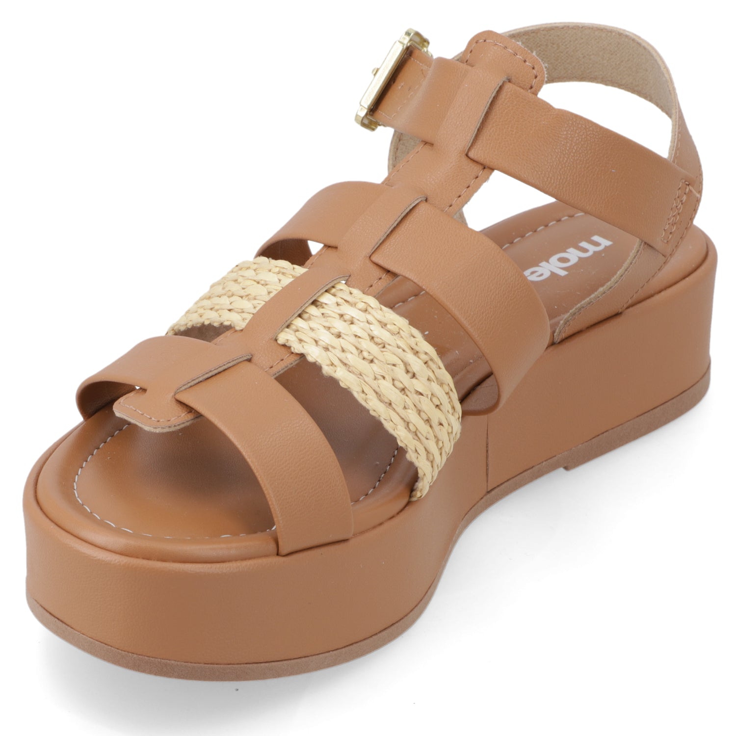 Sandalia Plataforma Camel Moleca Ecocuero 35 / Camel