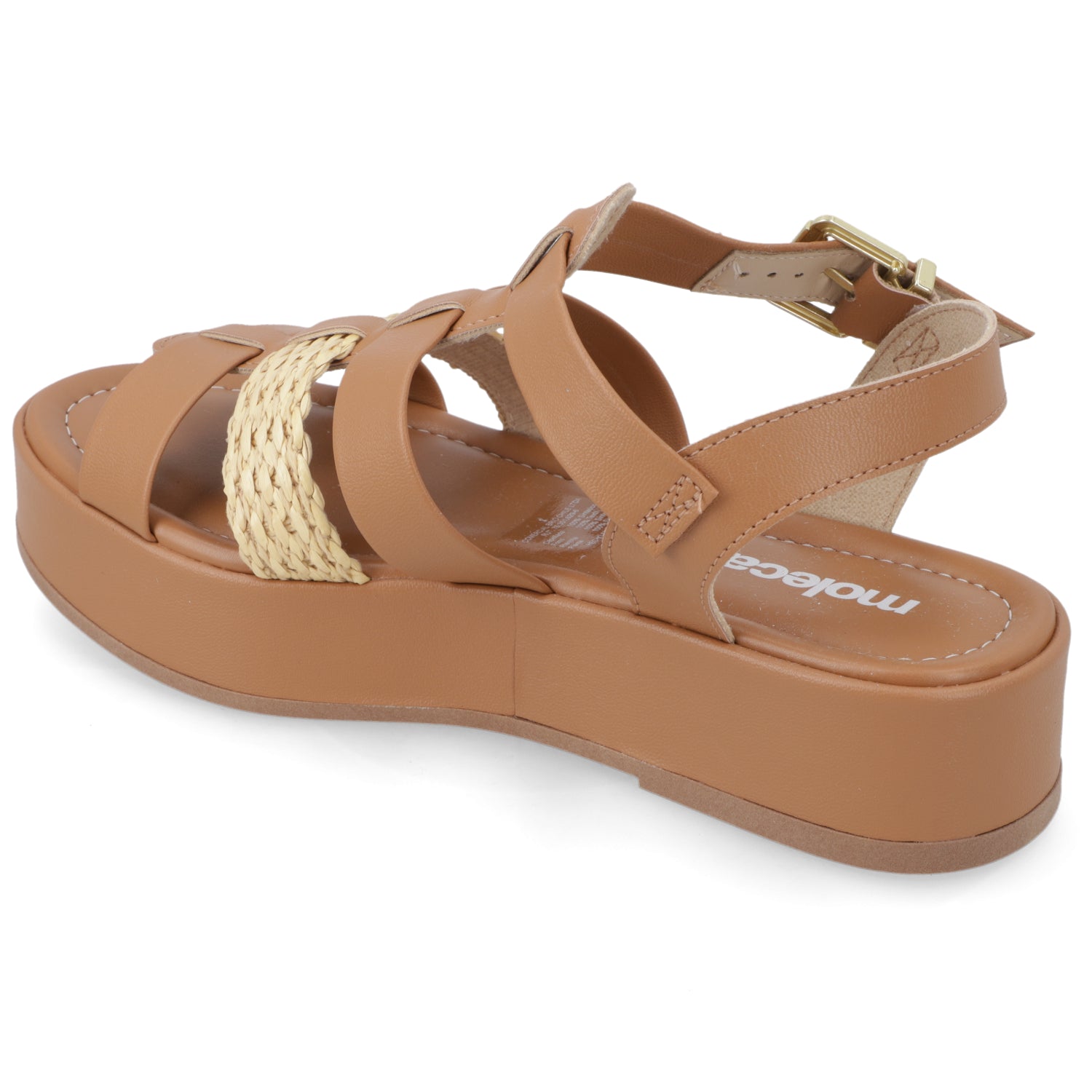 Sandalia Plataforma Camel Moleca Ecocuero 35 / Camel