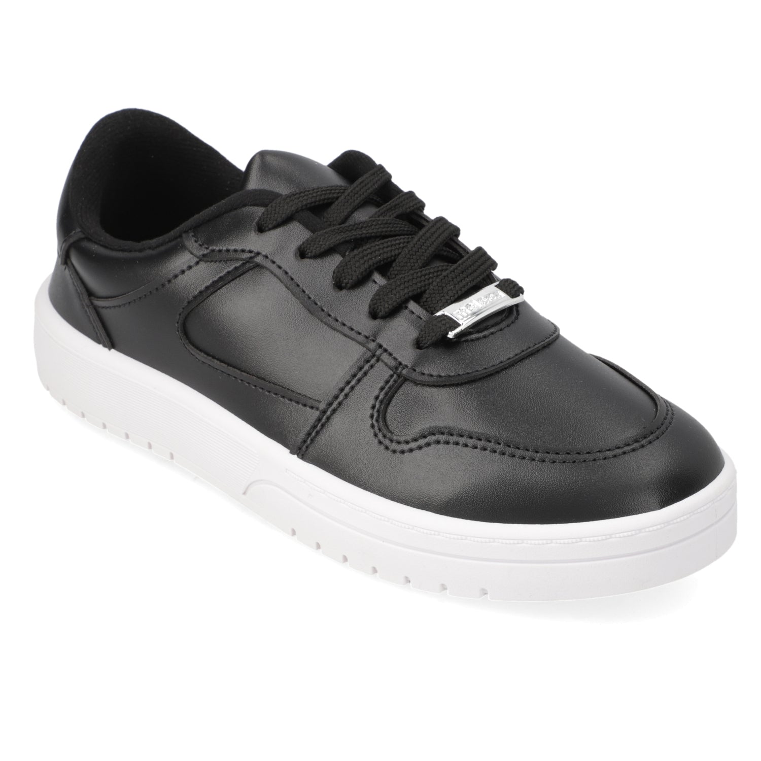 Zapatilla Casual Eco Cuero Moleca Negro 35 / Negro