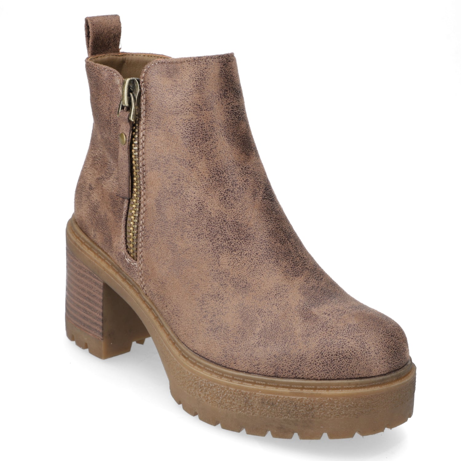 Botin Taco Ancho 7 cm Taupe New Walk 35 / Taupe