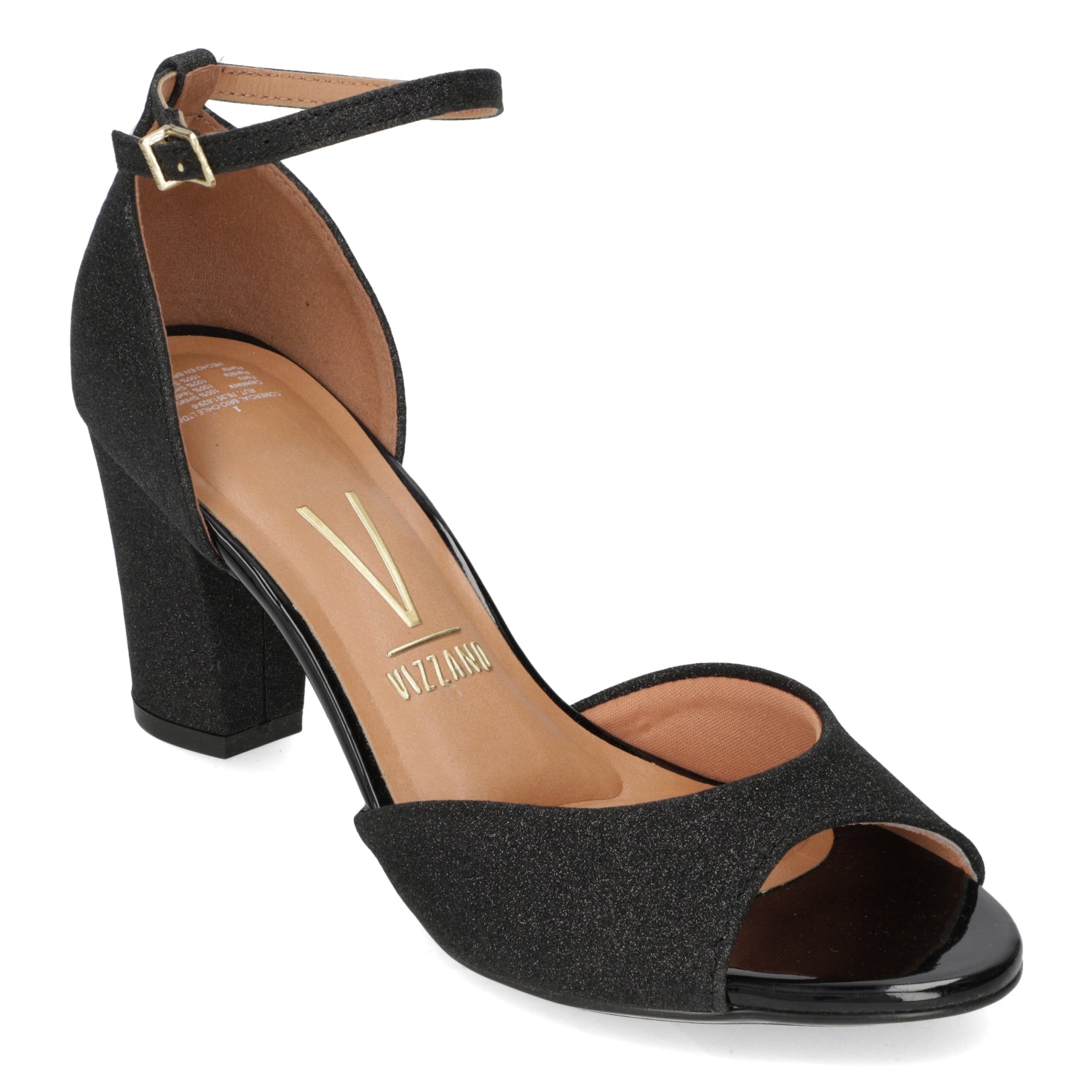 Sandalia Taco Cuadrado Textil Glitter Negro 34 / Negro