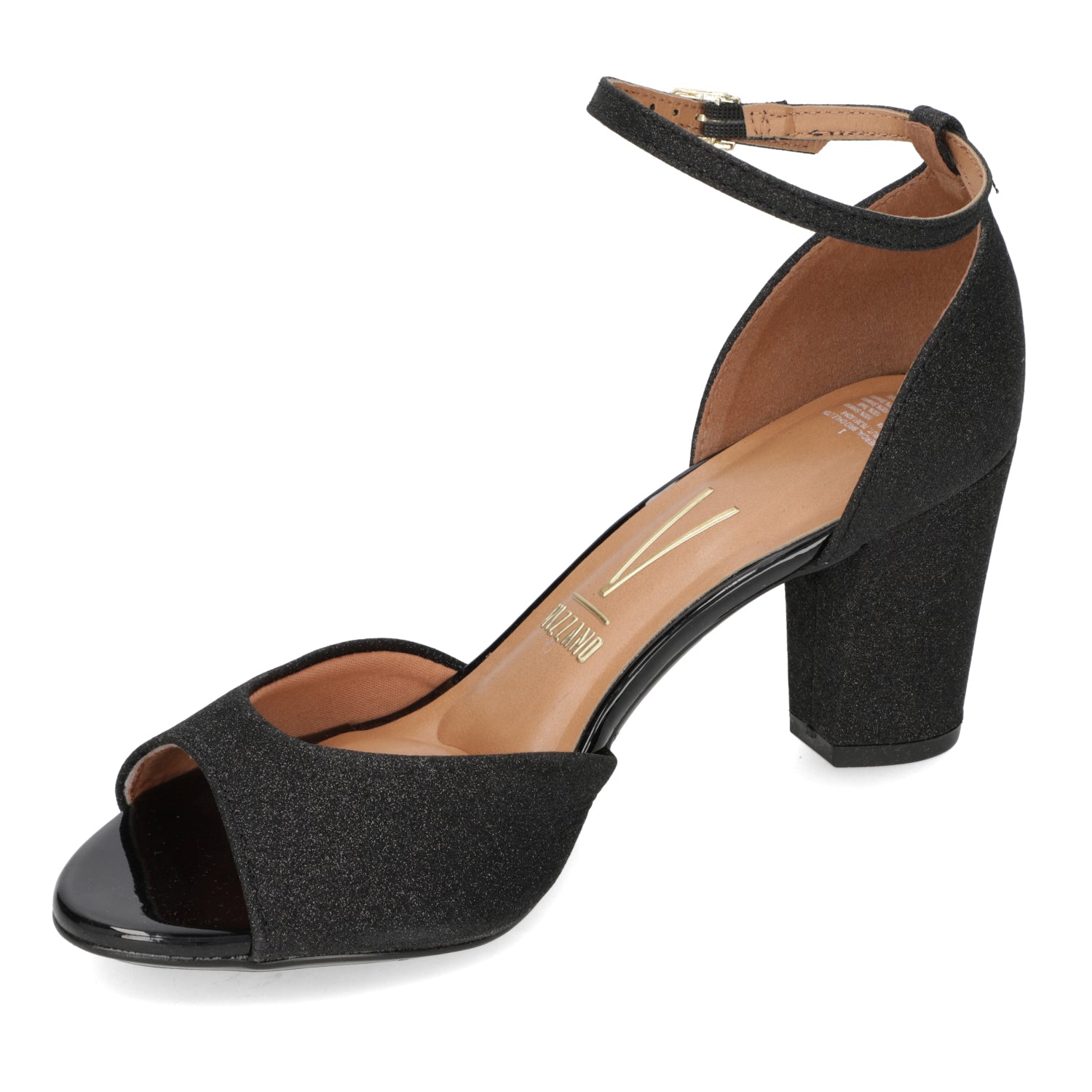 Sandalia Taco Cuadrado Textil Glitter Negro 34 / Negro