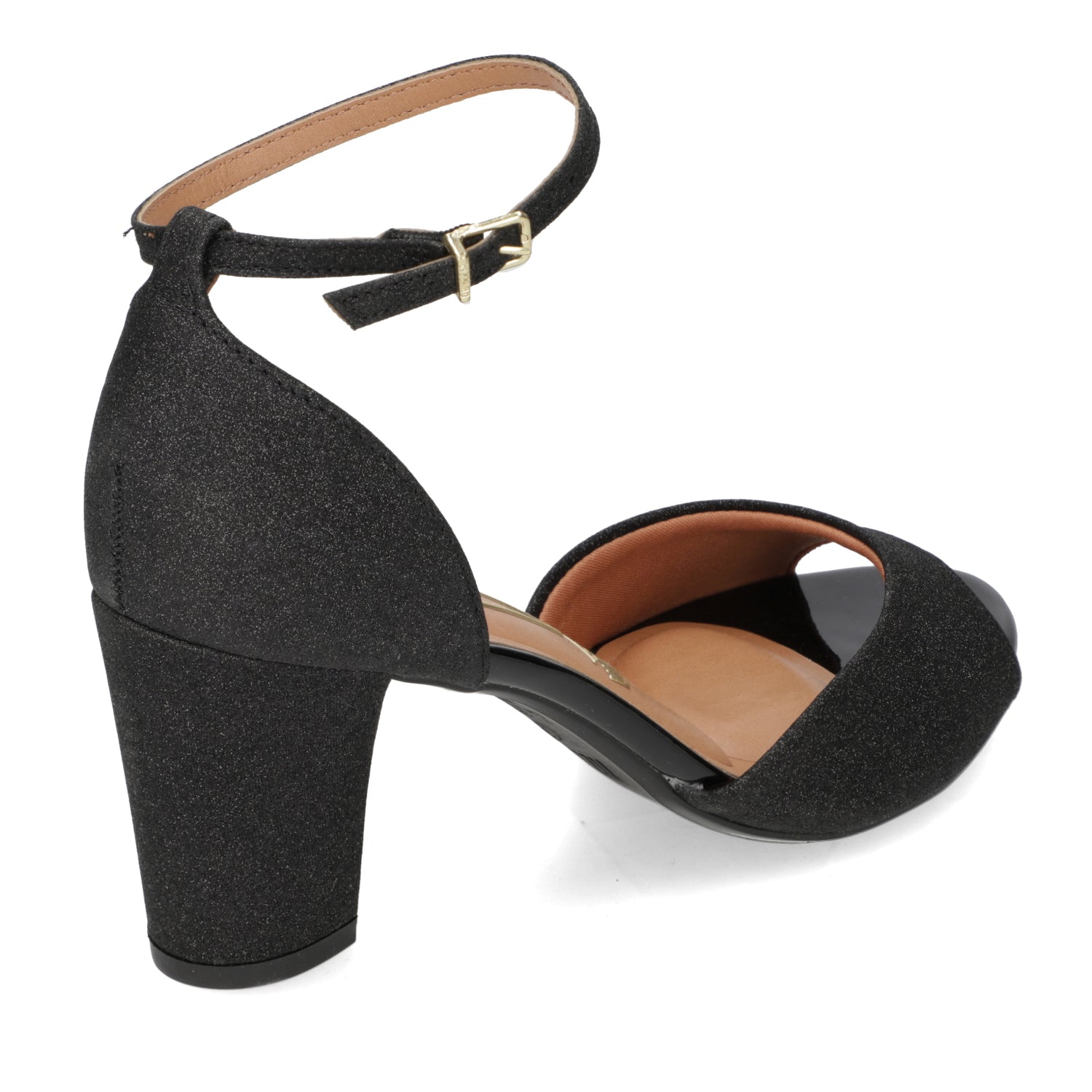 Sandalia Taco Cuadrado Textil Glitter Negro 34 / Negro