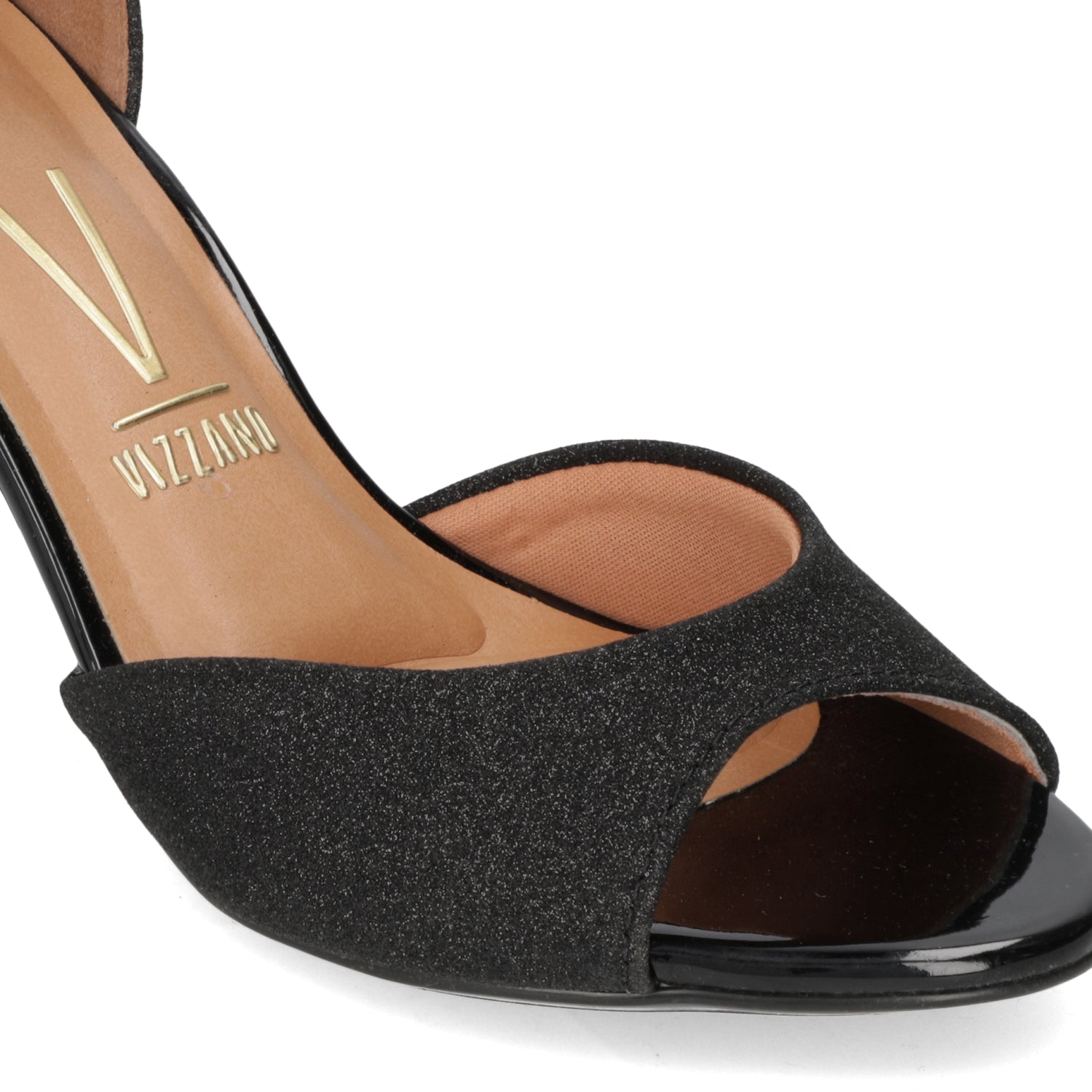 Sandalia Taco Cuadrado Textil Glitter Negro 34 / Negro