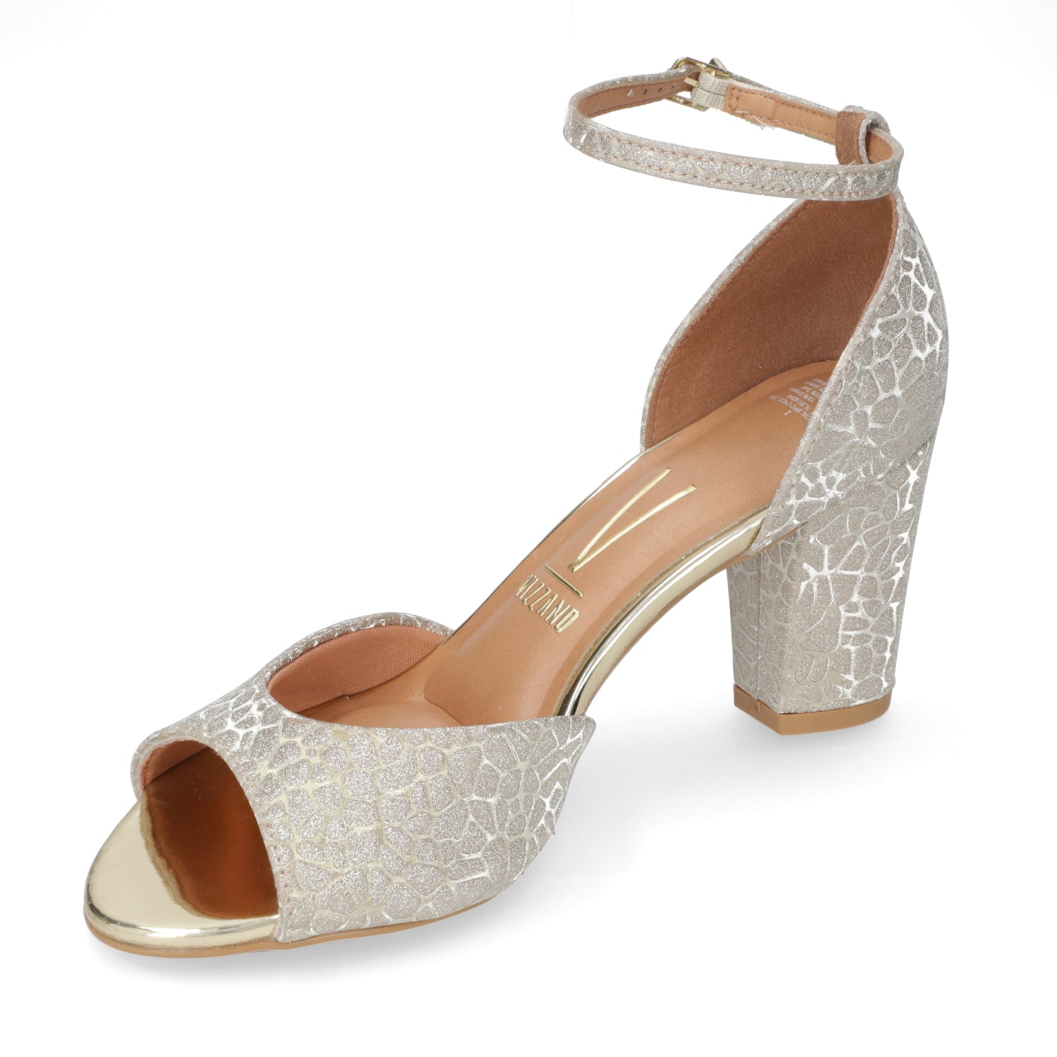 Sandalia Taco Ancho 7 cm Dorado Vizzano 35 / Dorado