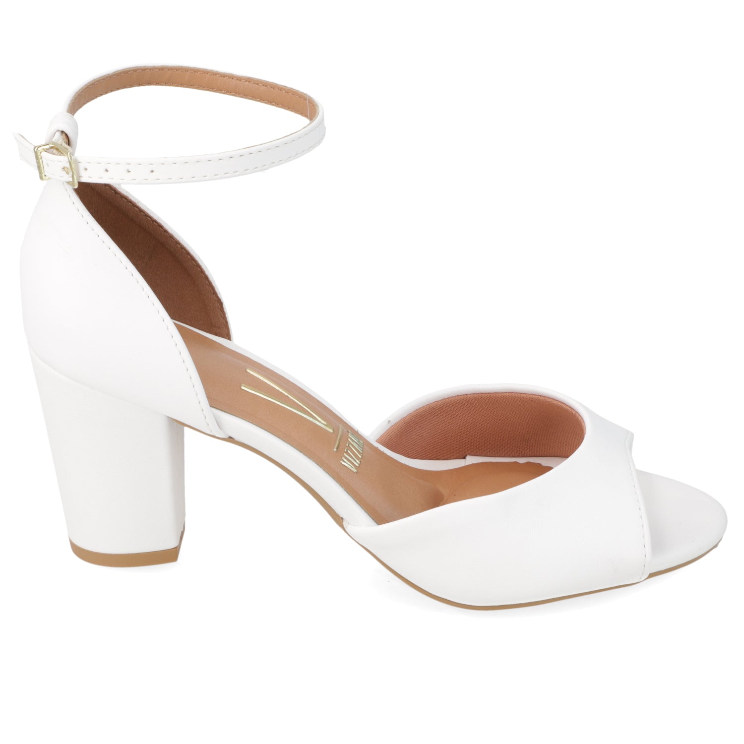 Sandalia Taco Ancho Medio Blanco Vizzano