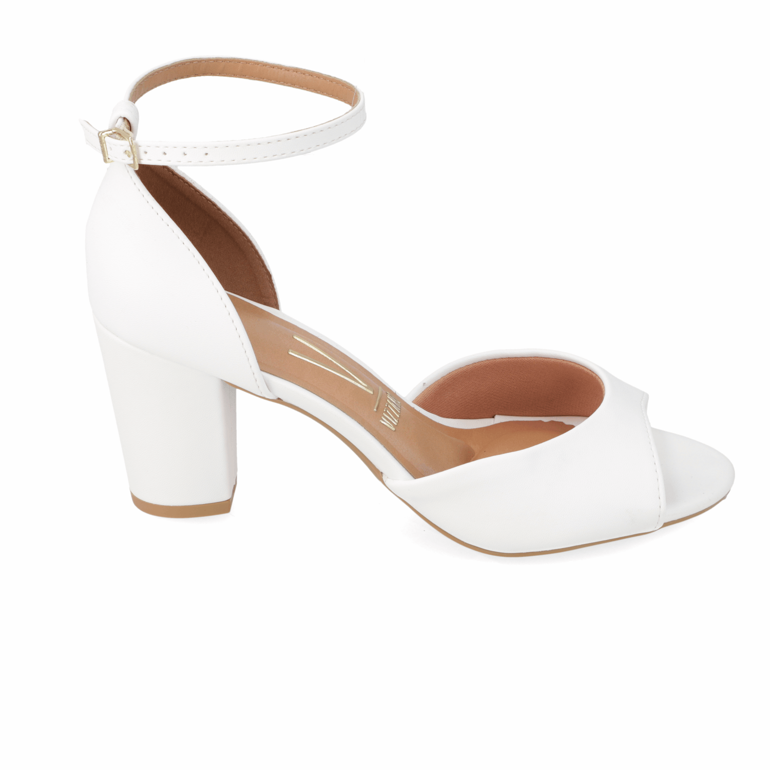 Sandalia Taco Ancho Medio Blanco Vizzano