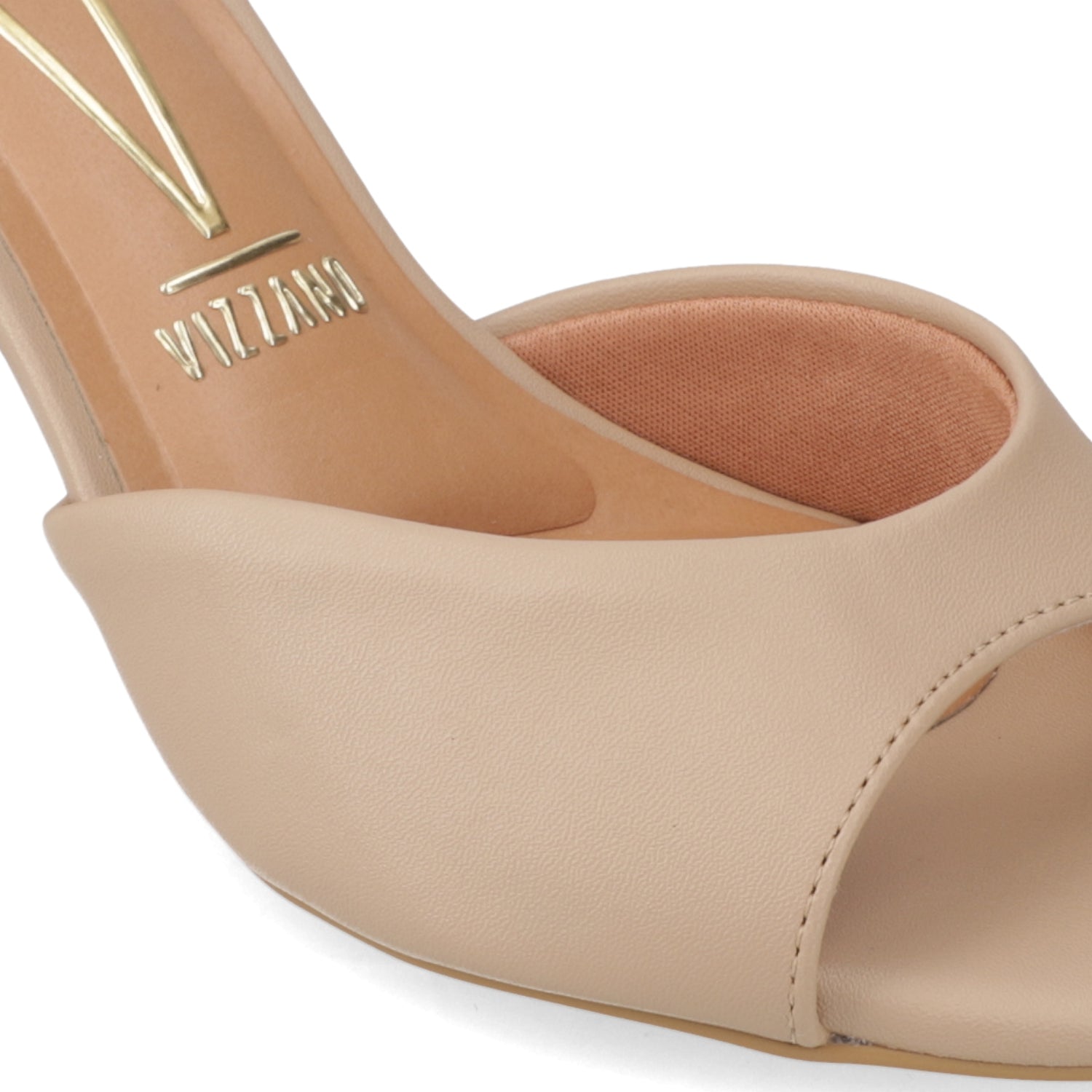 Sandalia Taco Ancho Eco Cuero Beige 35