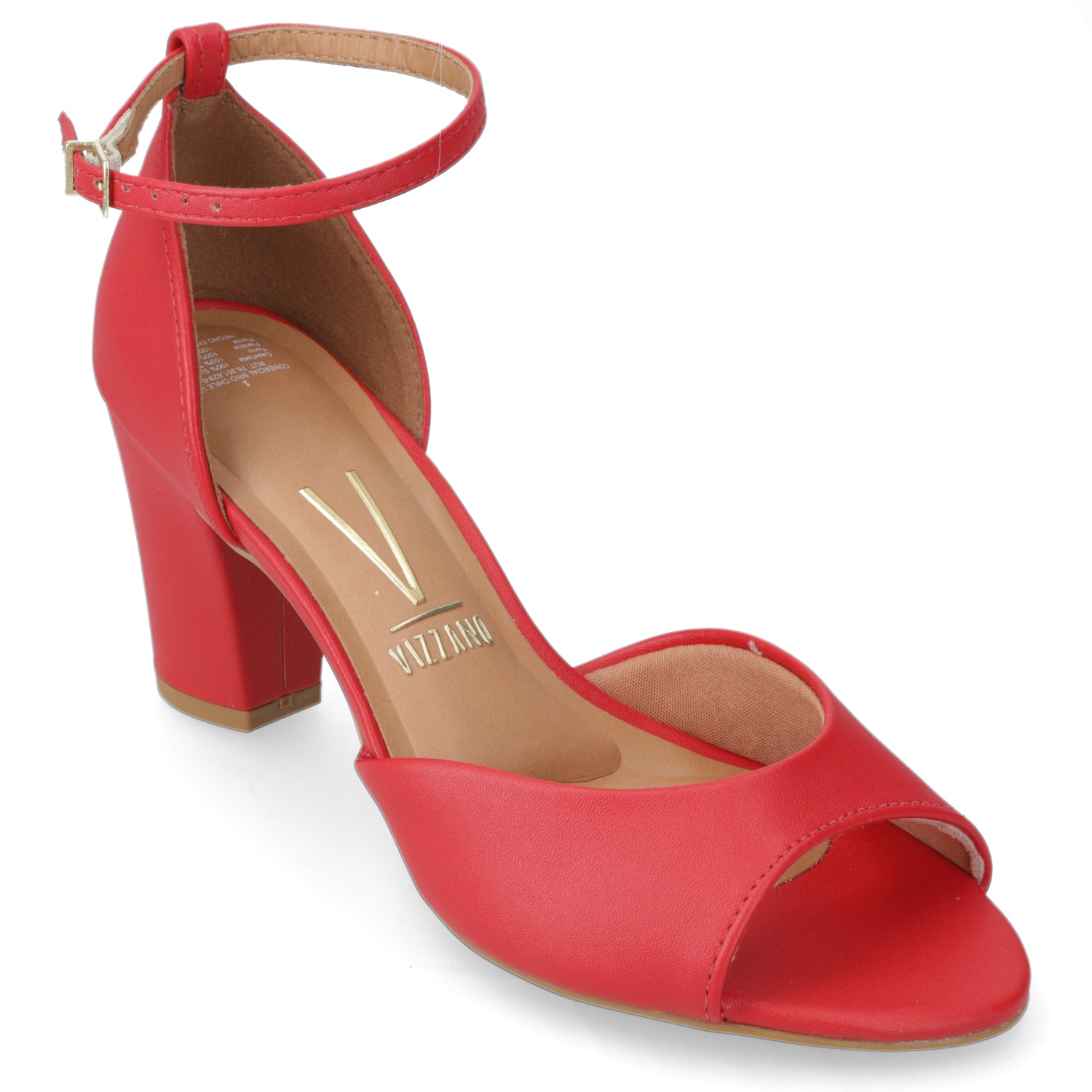 Sandalia Taco Ancho Rojo Vizzano