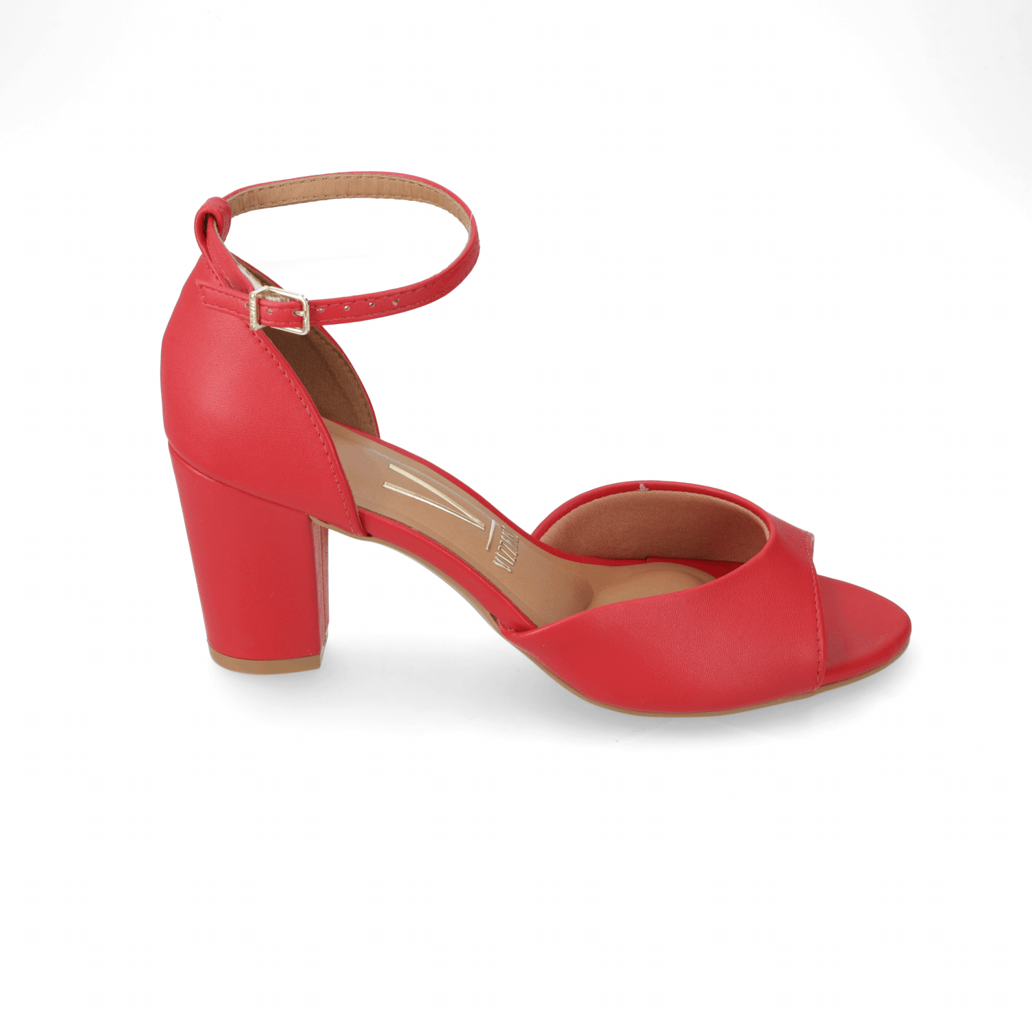 Sandalia Taco Ancho Rojo Vizzano