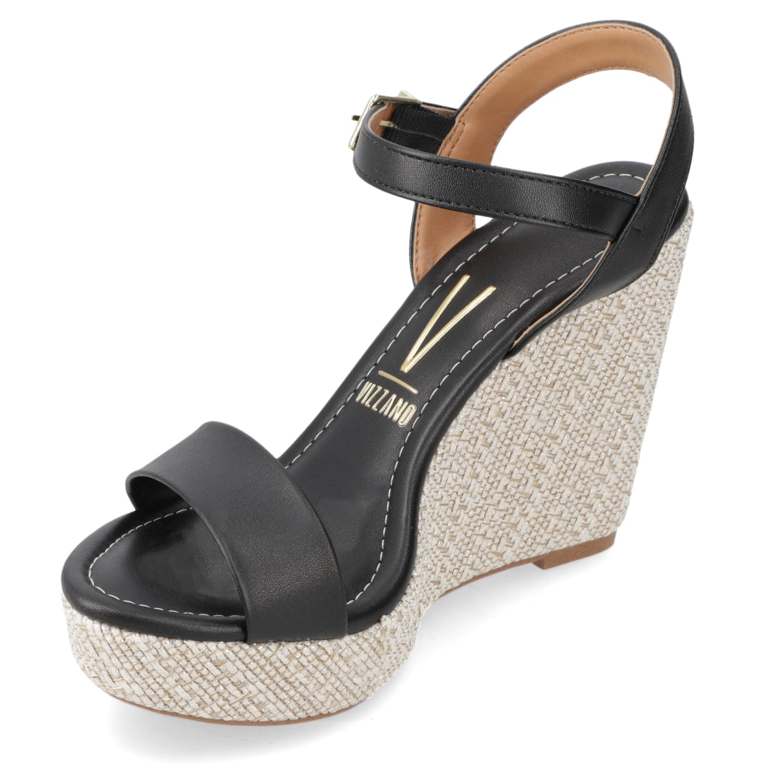 Sandalia Taco Cuña Alto Negro Vizzano