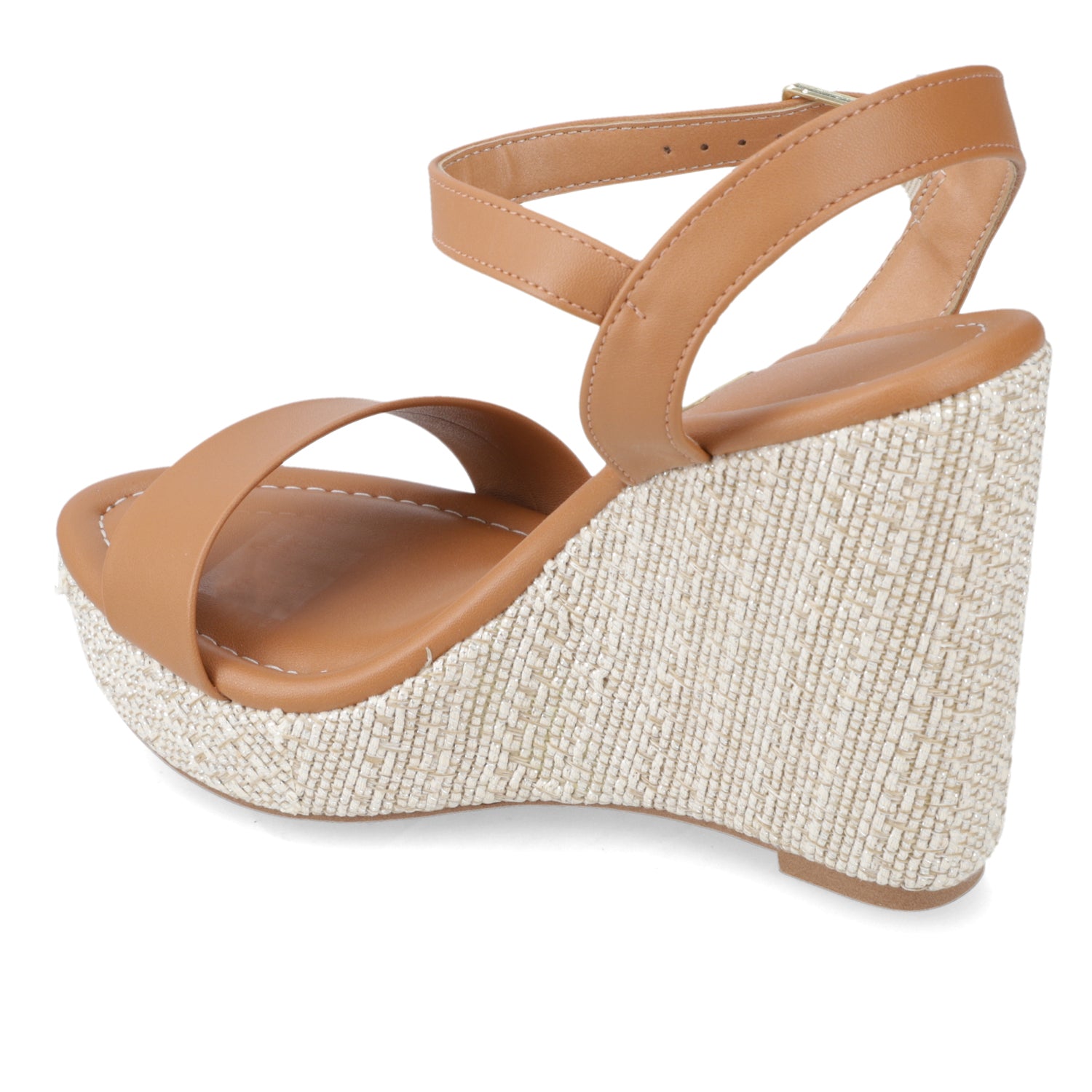 Sandalia Taco Cuña Alto Camel Vizzano