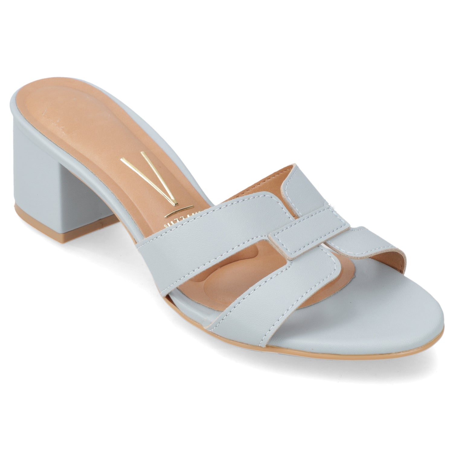 Sandalia Taco Ancho Medio Celeste Vizzano Ecocuero 35 / Celeste