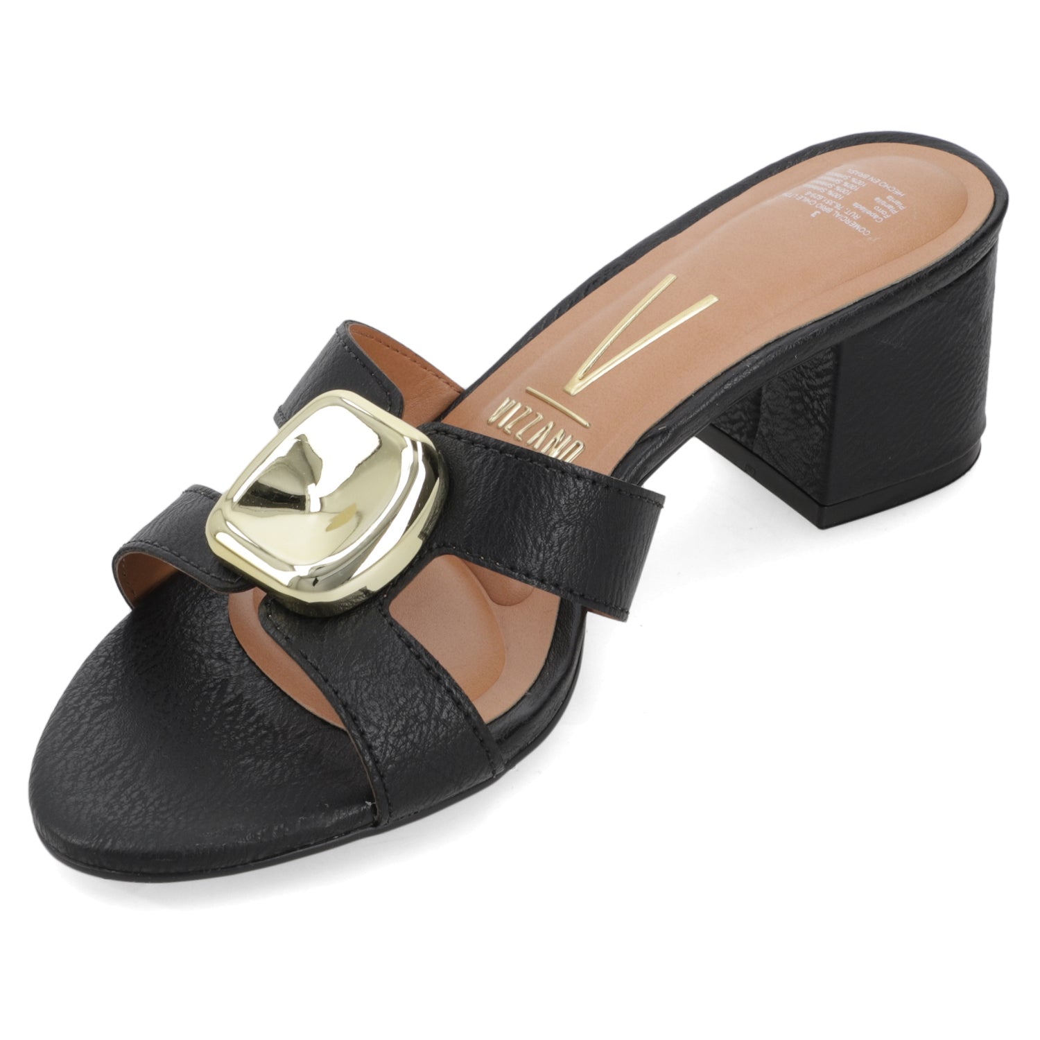 Sandalia Taco Ancho Medio Negro Vizzano Ecocuero 35 / Negro