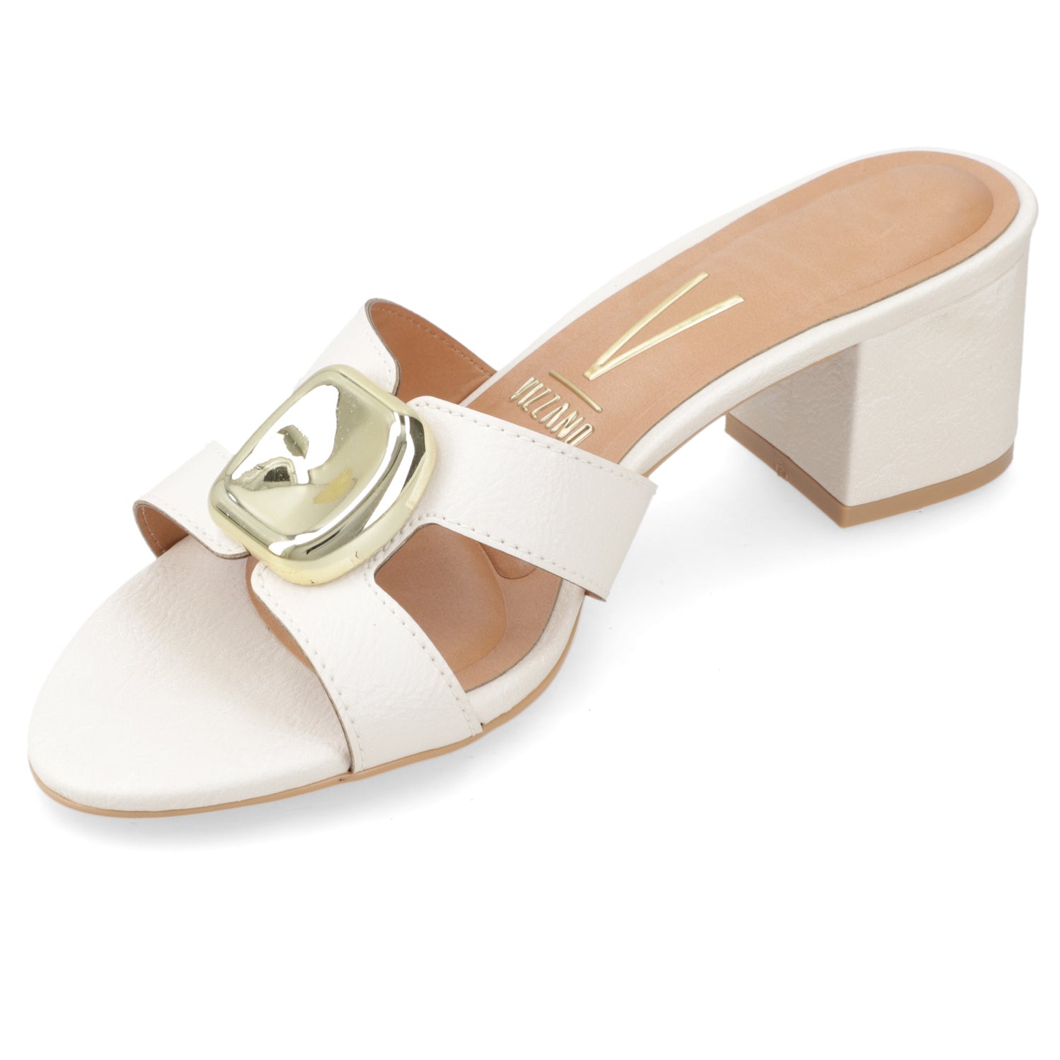 Sandalia Taco Ancho Medio Blanco OFF Vizzano Ecocuero 35 / Blanco OFF