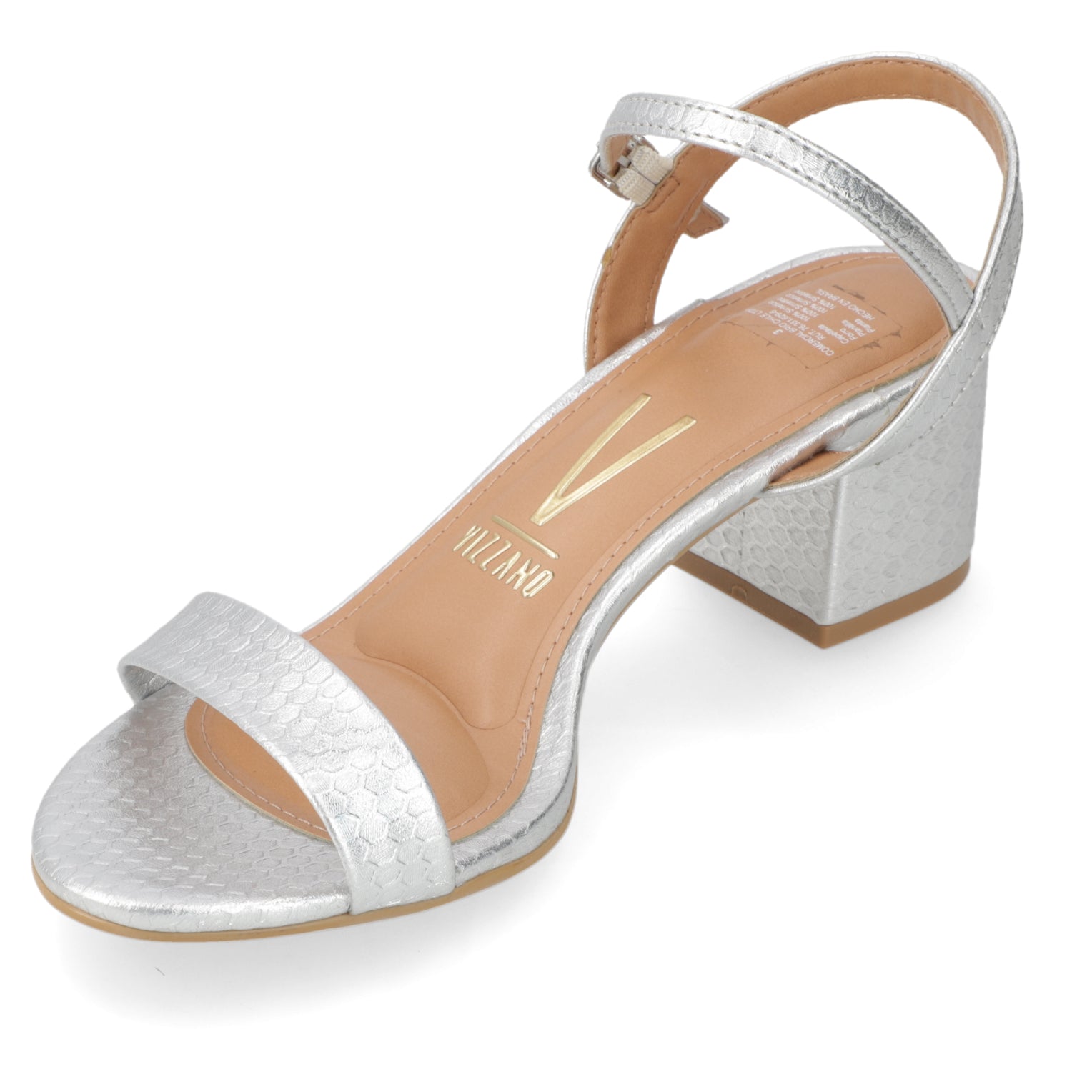 Sandalia Taco Ancho Plateada