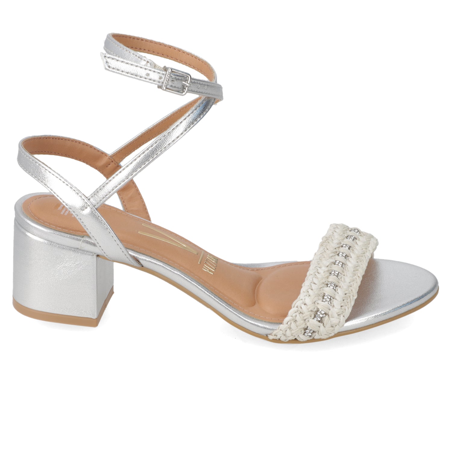 Sandalia Taco Ancho Plateada