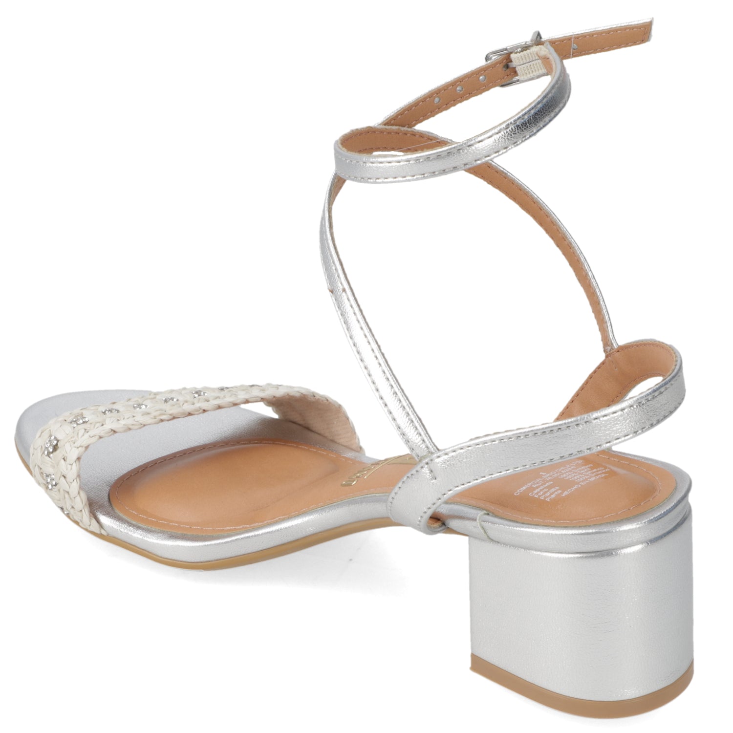Sandalia Taco Ancho Plateada