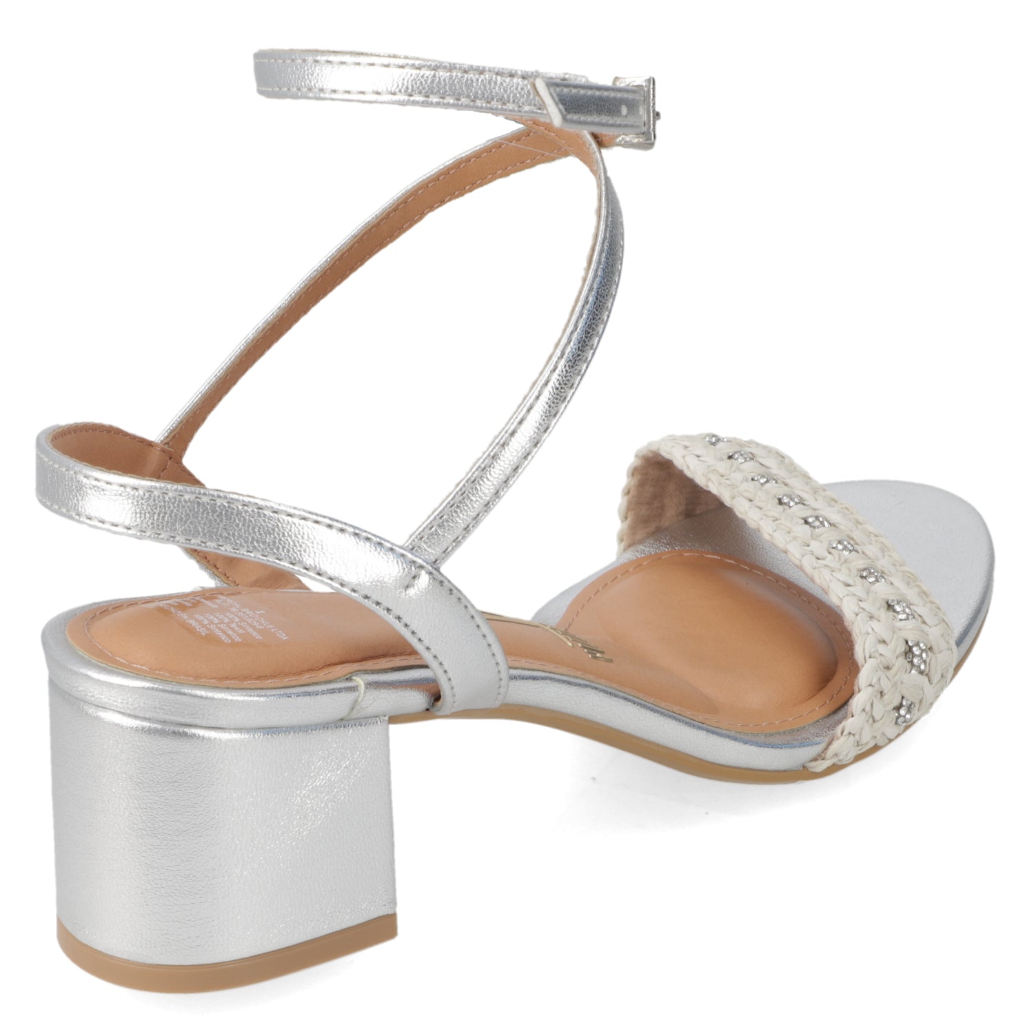 Sandalia Taco Ancho Plateada
